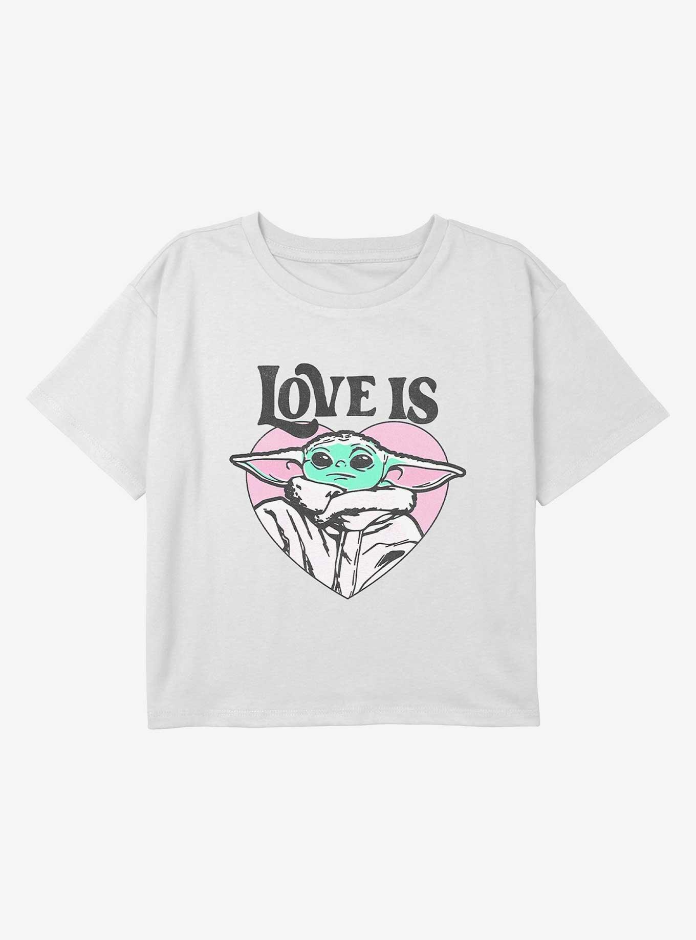 Star Wars The Mandalorian Love Is Heart Youth Girls Boxy Crop T-Shirt, , hi-res