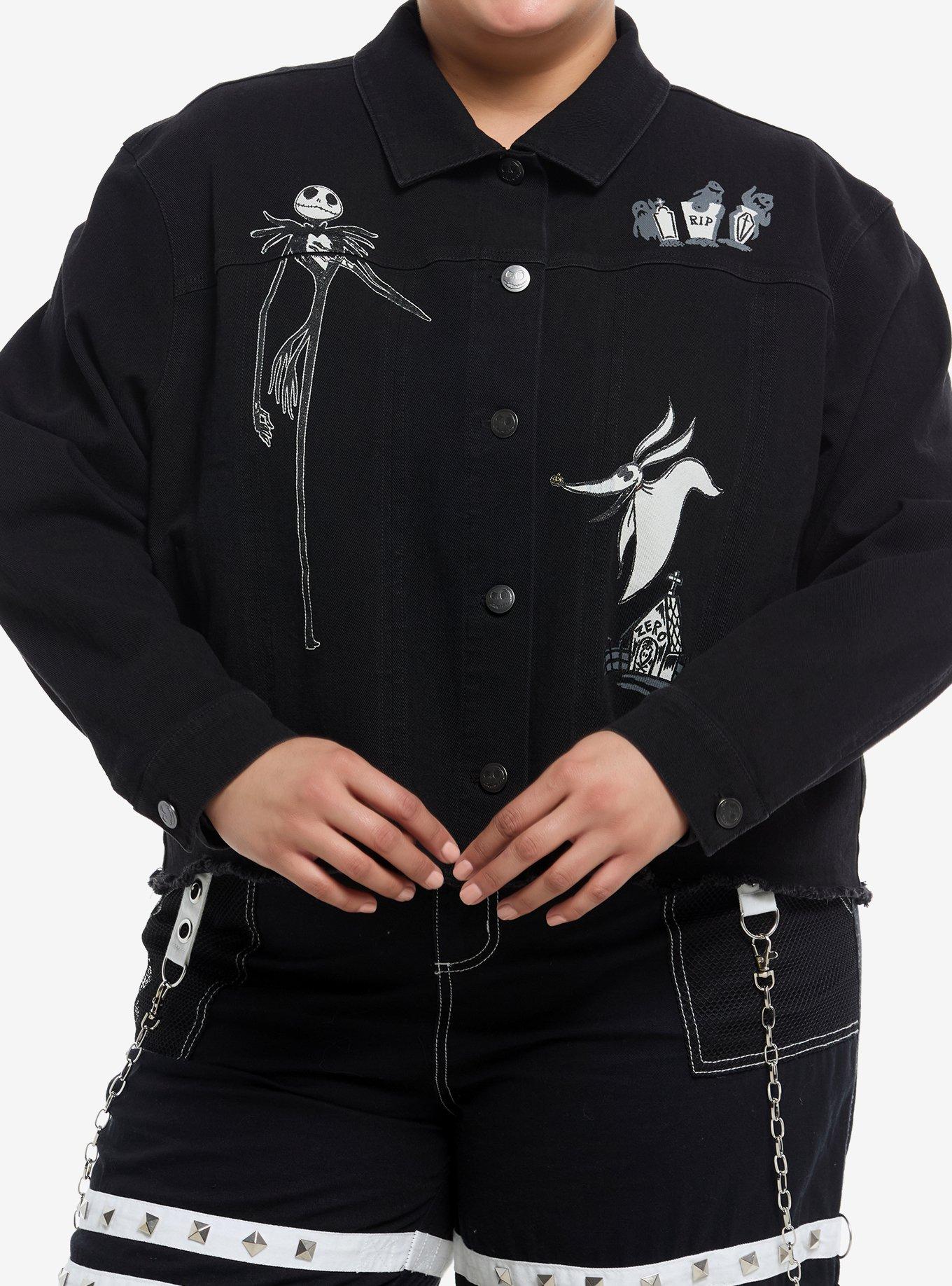 Her Universe The Nightmare Before Christmas Jack Skellington Crop Denim Jacket Plus Size, , hi-res