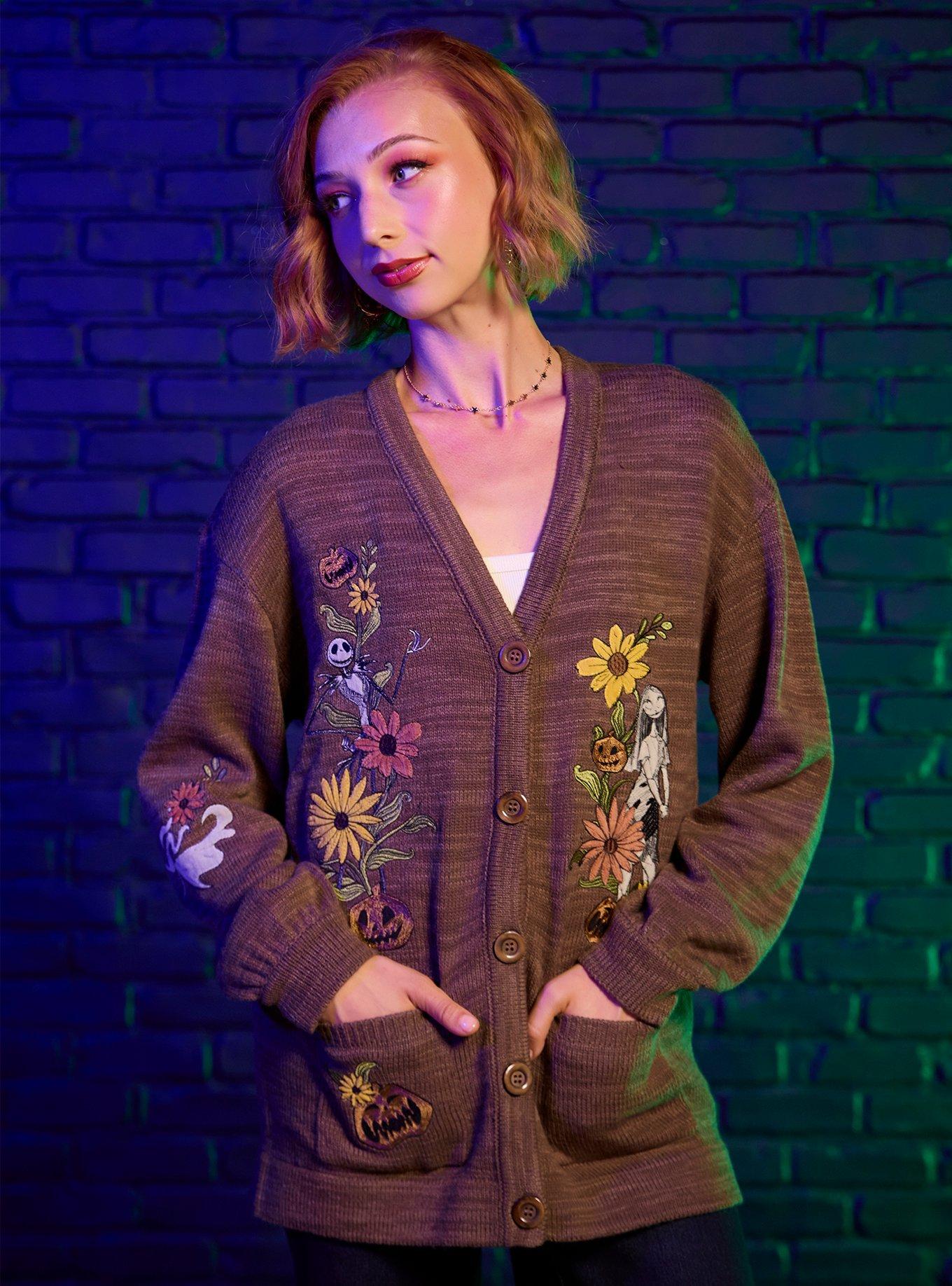Her Universe The Nightmare Before Christmas Jack & Sally Fall Floral Cardigan, , hi-res