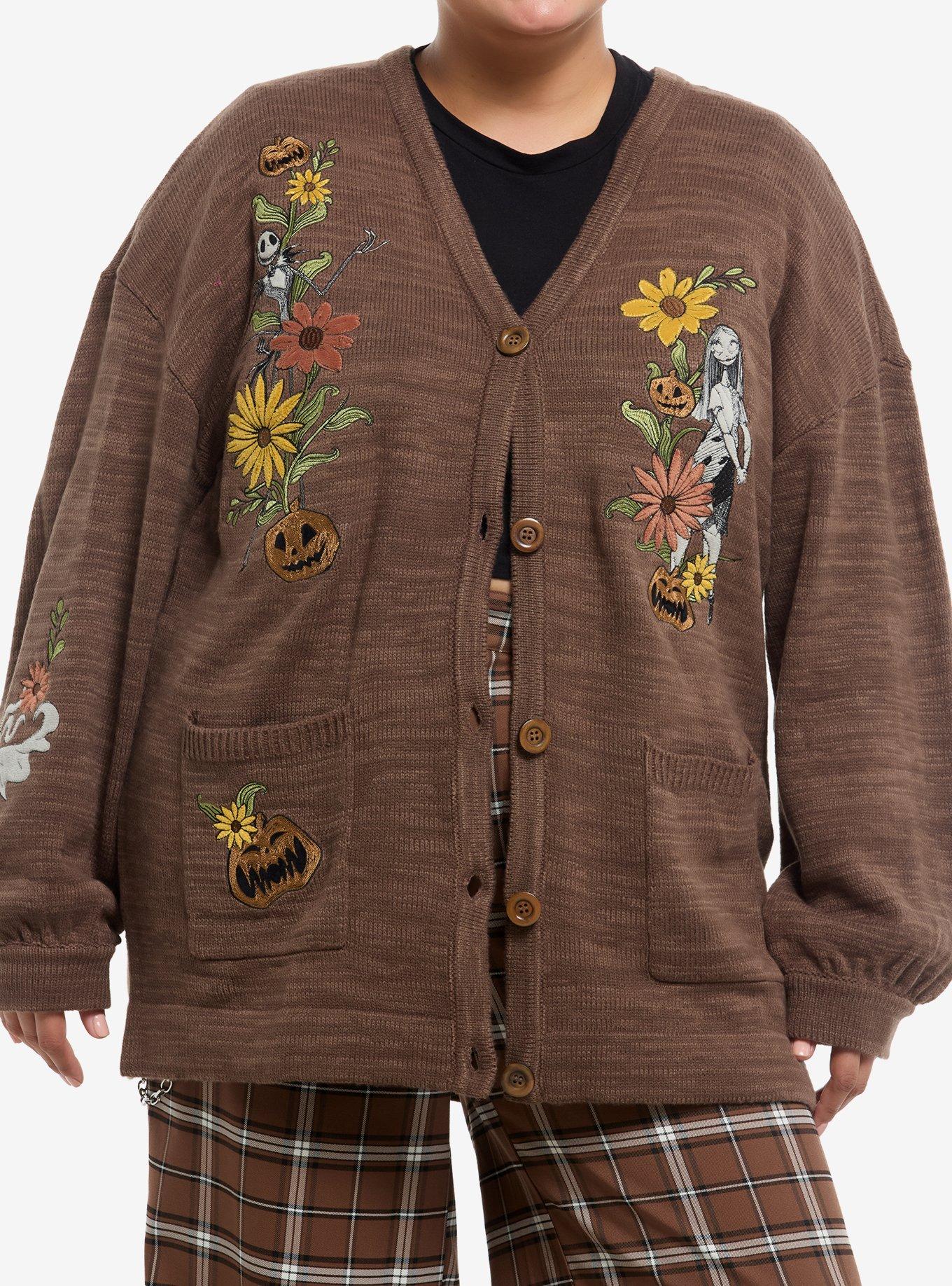 Her Universe The Nightmare Before Christmas Jack & Sally Fall Floral Cardigan Plus Size, , hi-res