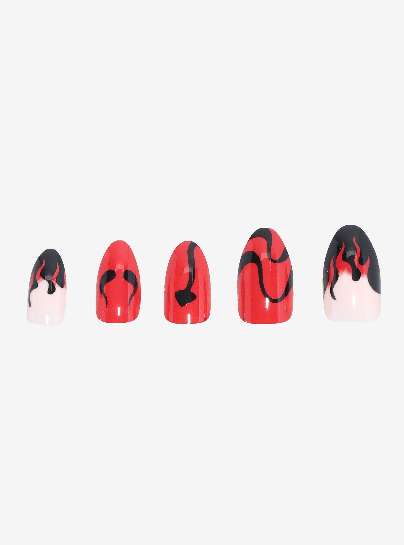 Blackheart Black & Red Devil Flames Press-On Nail Set, , hi-res