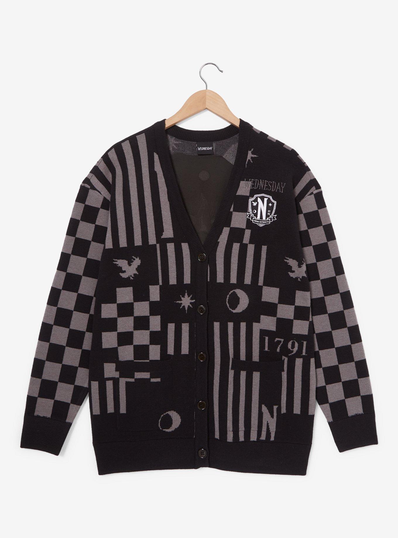 Wednesday Nevermore Icons Women's Cardigan - BoxLunch Exclusive, , hi-res
