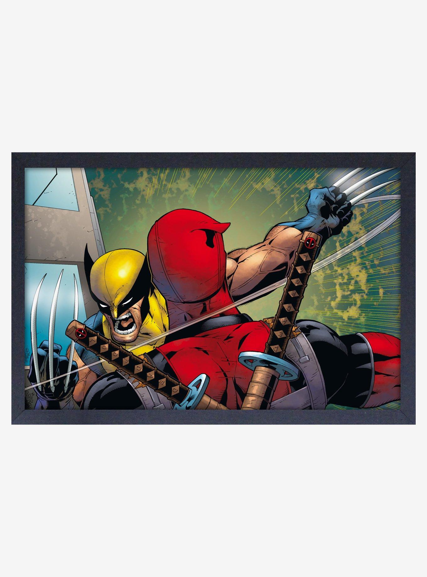 Marvel Deadpool and Wolverine Slashed Framed Wall Art, , hi-res