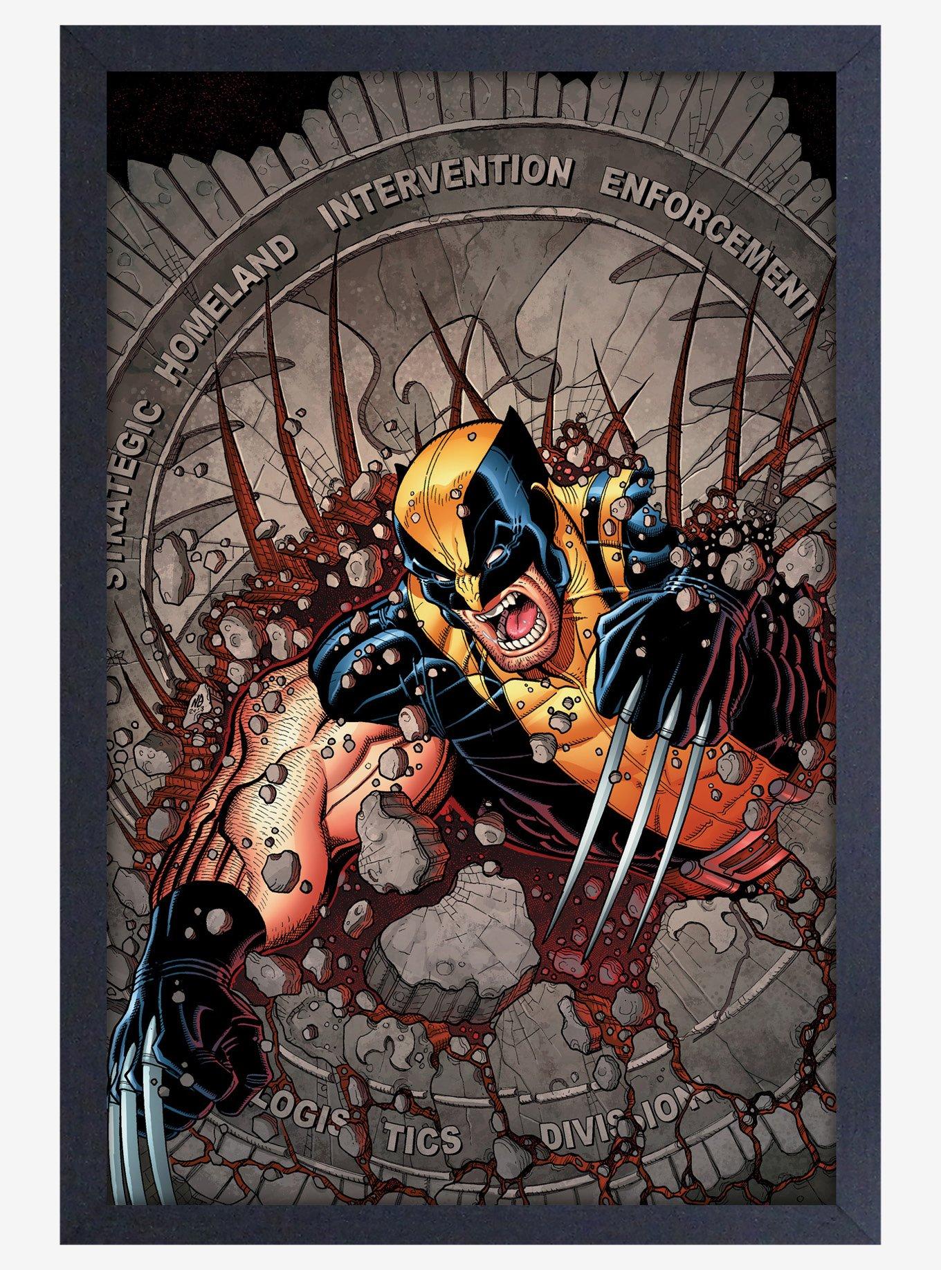 Marvel Wolverine Slashing Through Shield Framed Wall Art, , hi-res