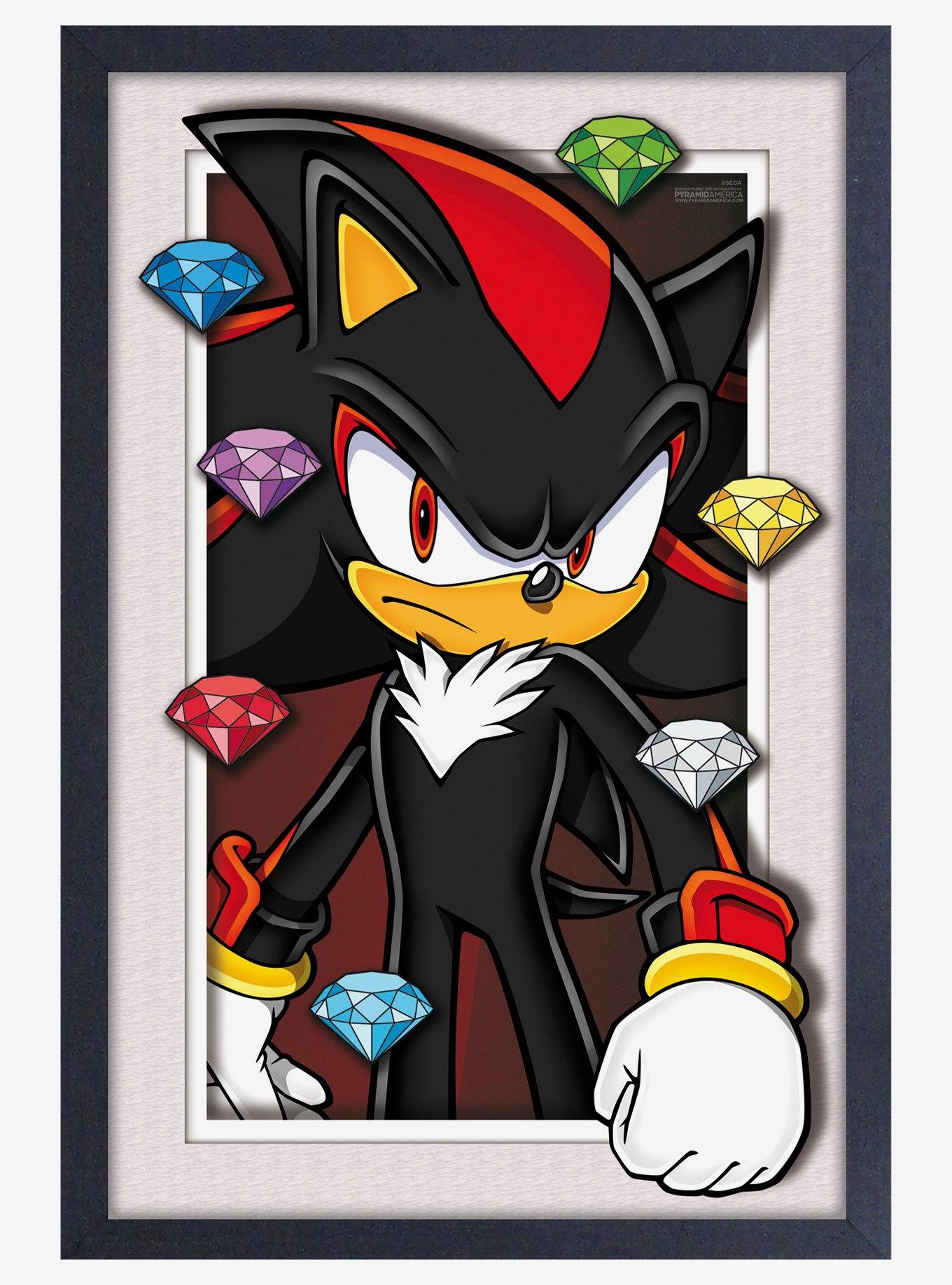 Sonic The Hedgehog Shadow with Chaos Emeralds Plexi Framed Wall Art, , hi-res