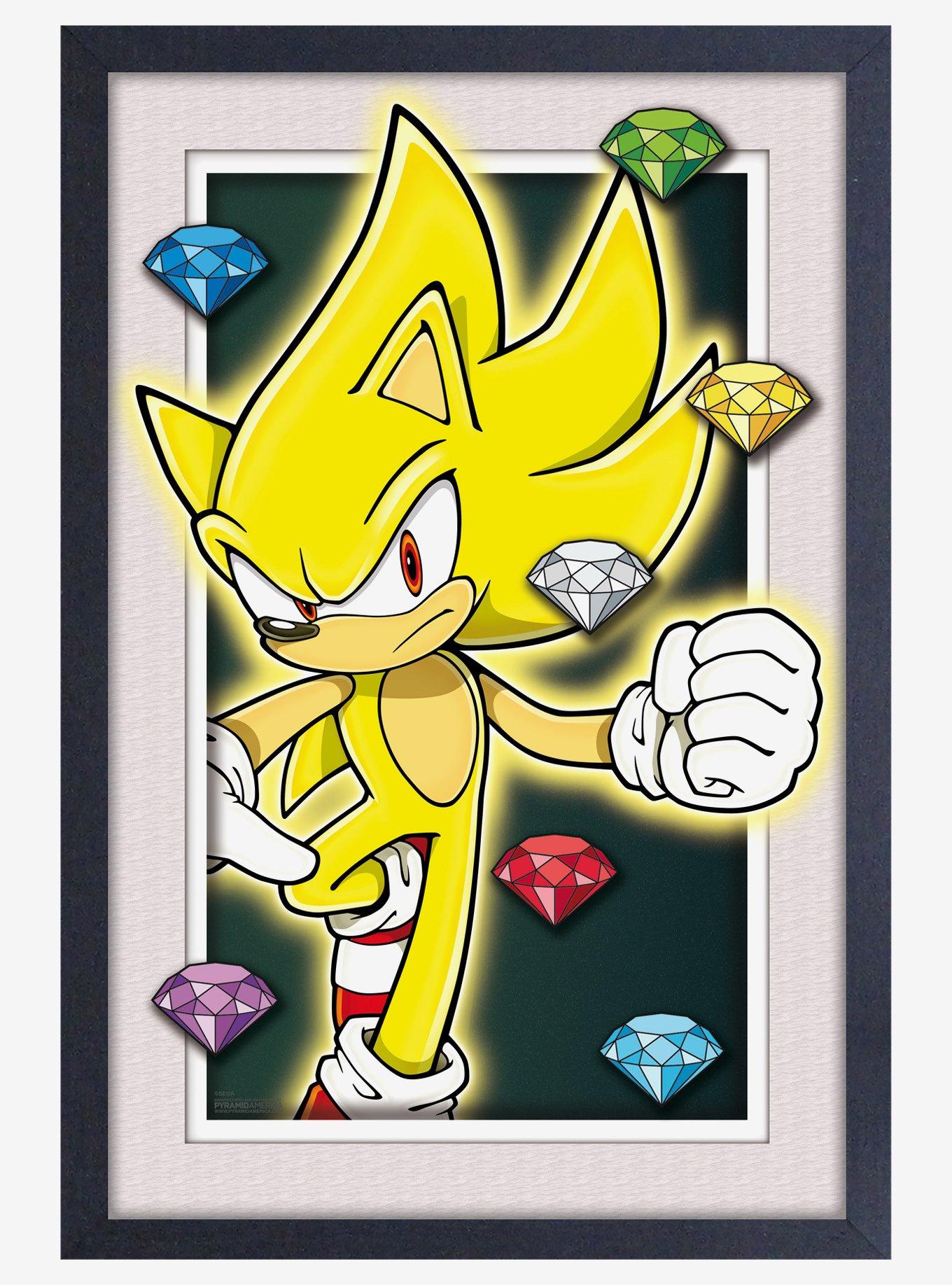 Sonic The Hedgehog Super Sonic with Chaos Emeralds Plexi Framed Wall Art, , hi-res