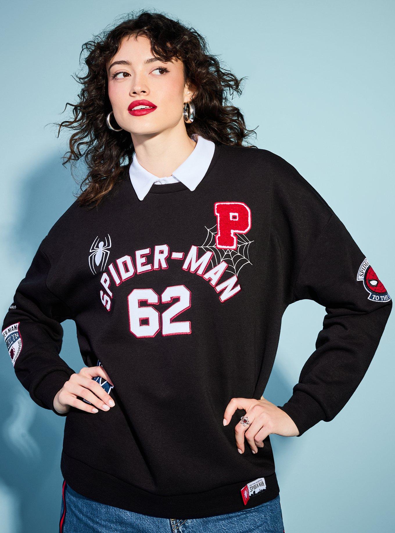 Marvel Spider-Man Icons Crewneck - BoxLunch Exclusive, BLACK, hi-res