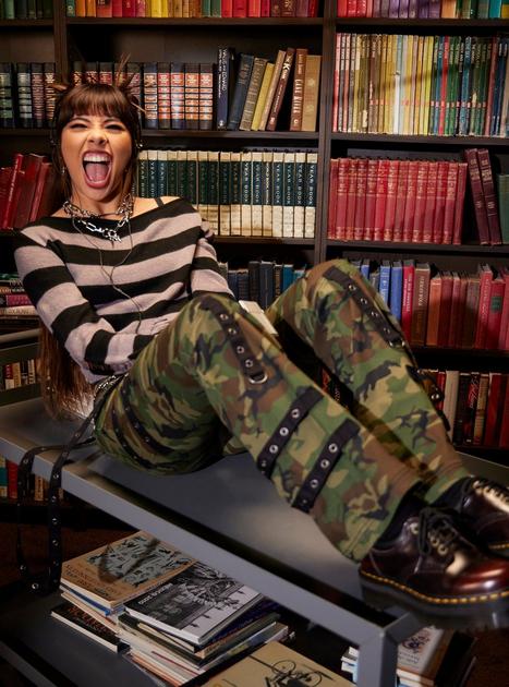 Social Collision Camouflage Grommet Suspender Low Rise Flare