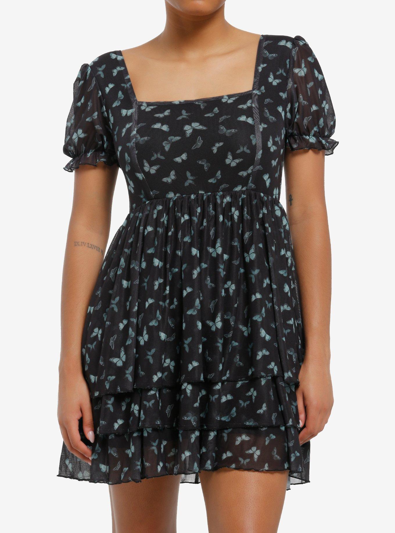 Thorn & Fable Green Butterfly Tiered Dress, , hi-res