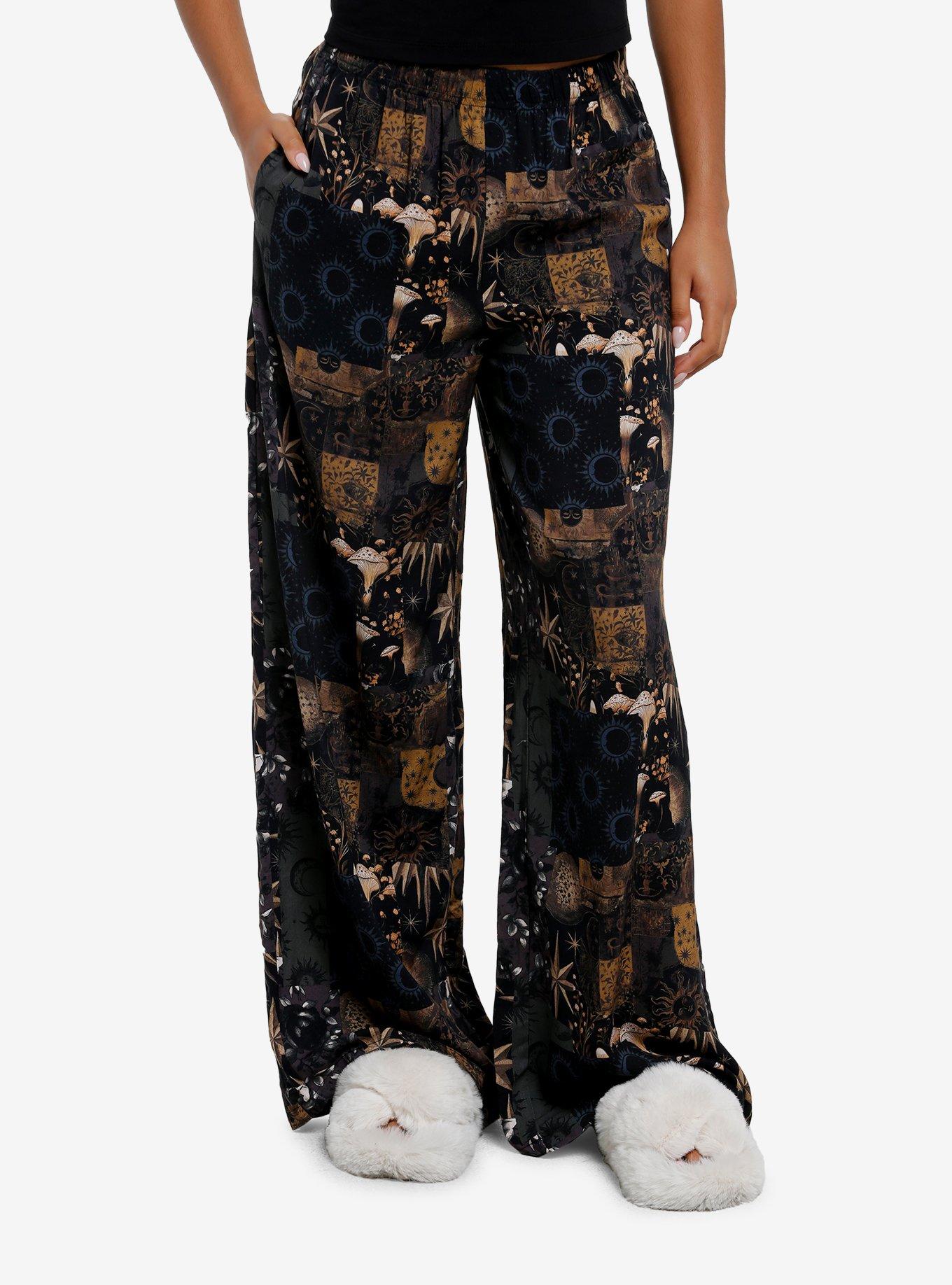 Cosmic Aura Celestial Patchwork Print Wide Leg Lounge Pants, , hi-res