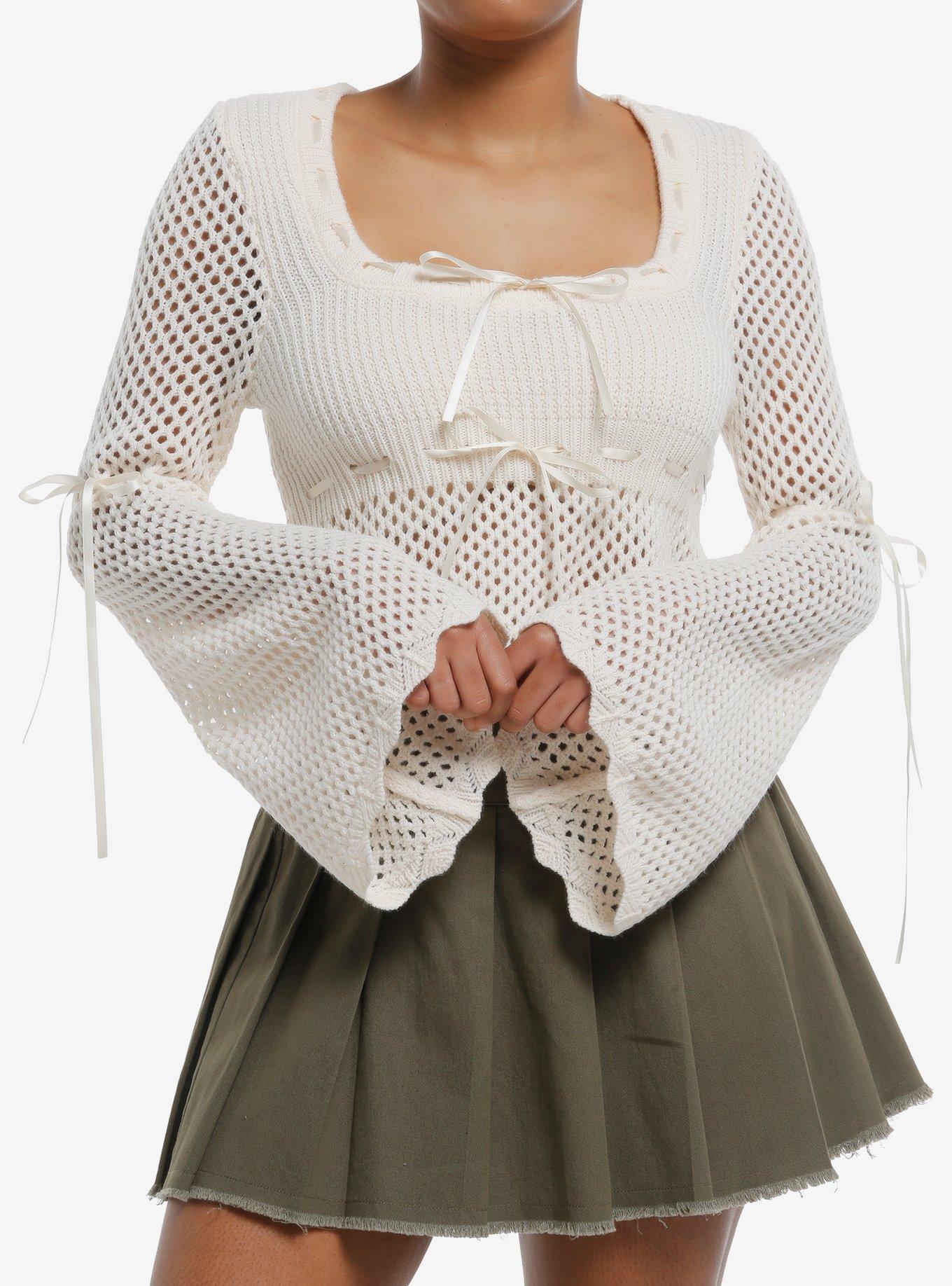 トップス andmary Elle ribbon knit tops ivory Elle ribbon knit tops