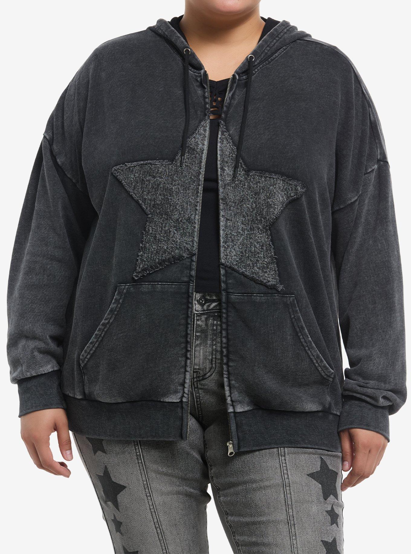 Grey Star Washed Girls Hoodie Plus Size, , hi-res