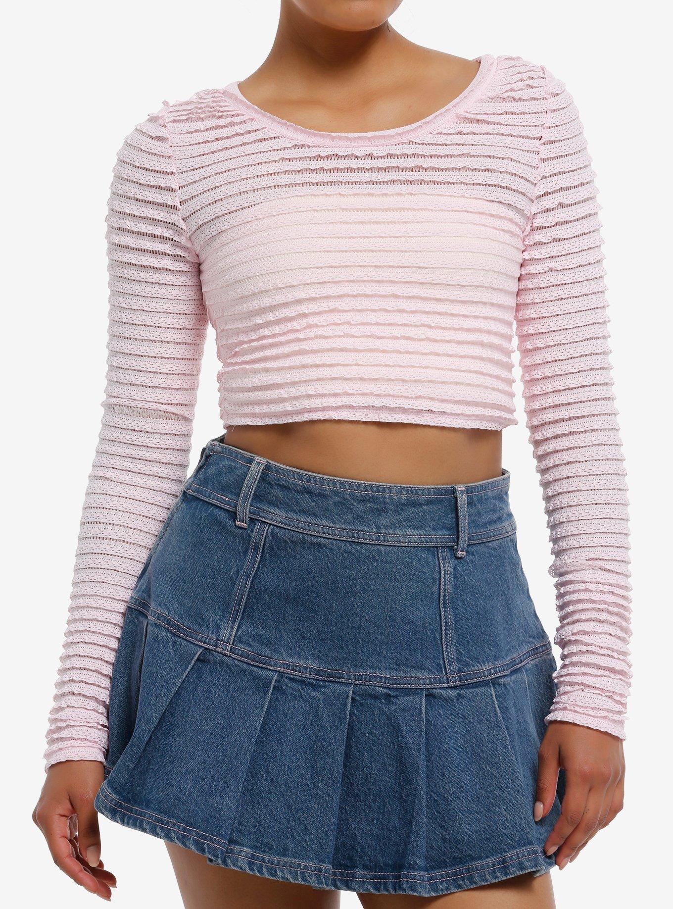 Sweet Society Pink Ruffle Girls Long-Sleeve Top, , hi-res