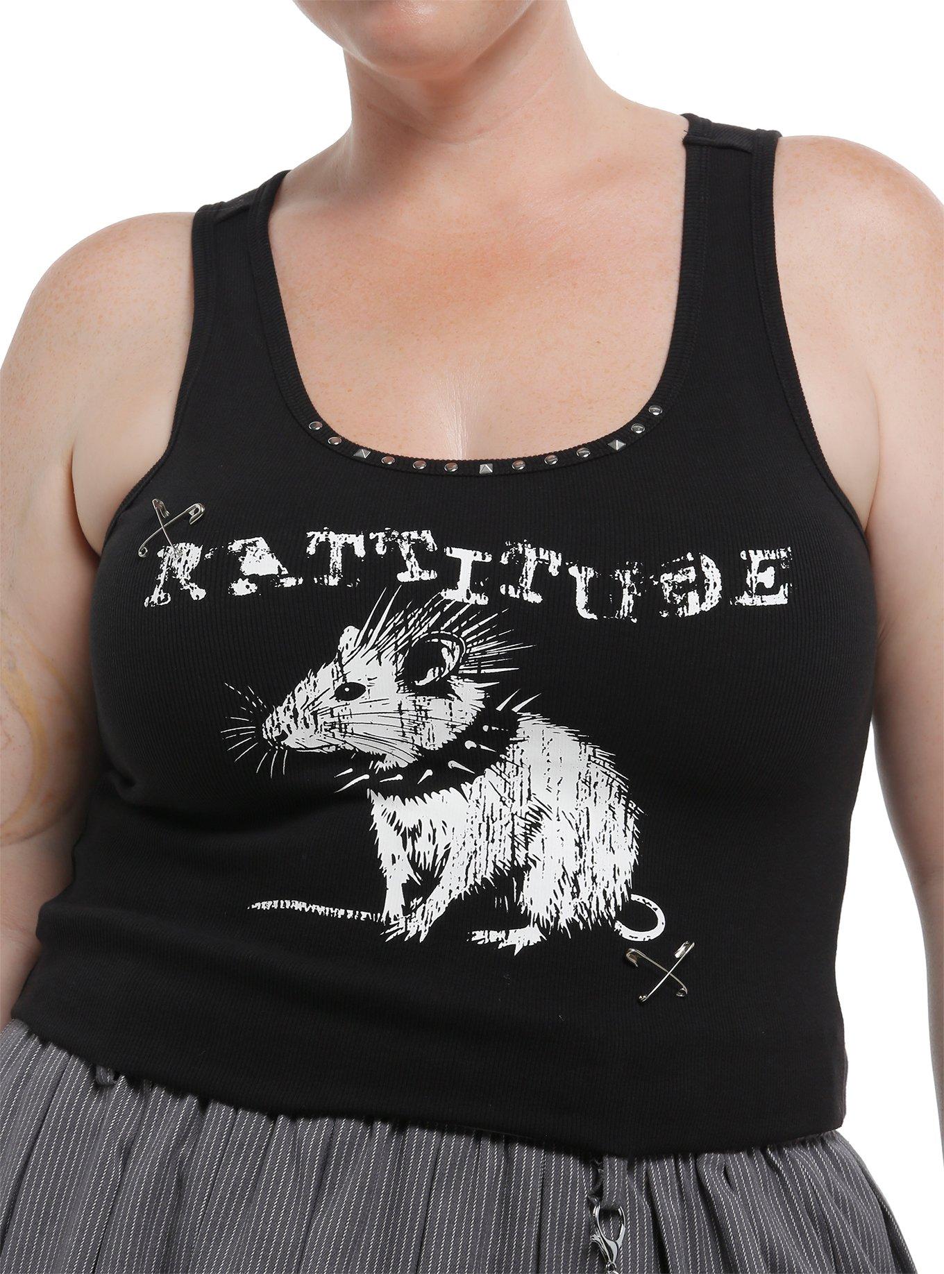 Punk Rat Stud Girls Crop Tank Top Plus Size, , hi-res