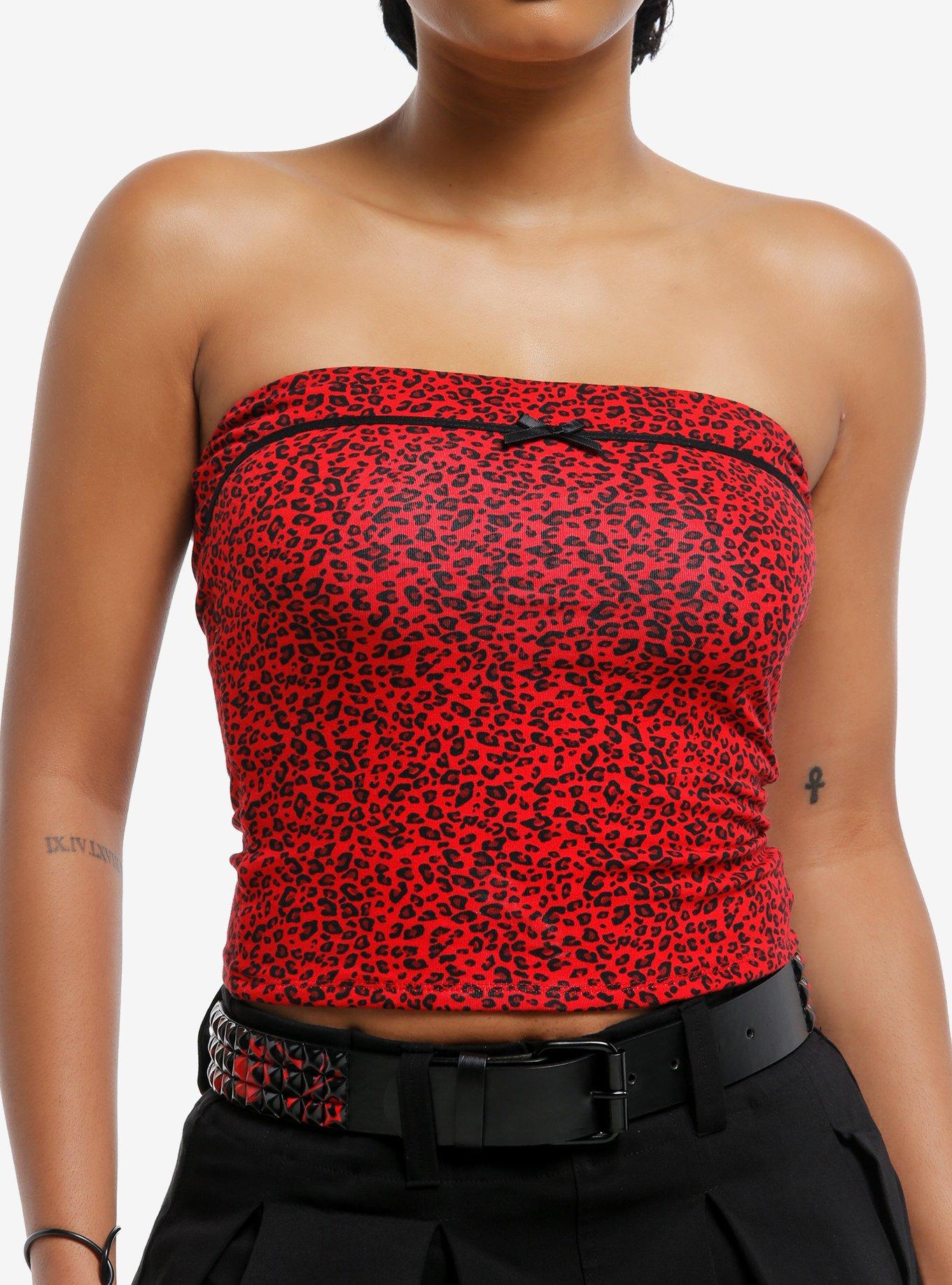 Red Leopard Tube Top, , hi-res