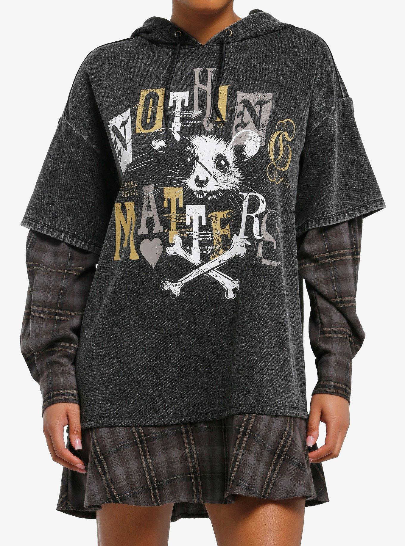 Nothing Matters Flannel Twofer Hoodie Dress, , hi-res
