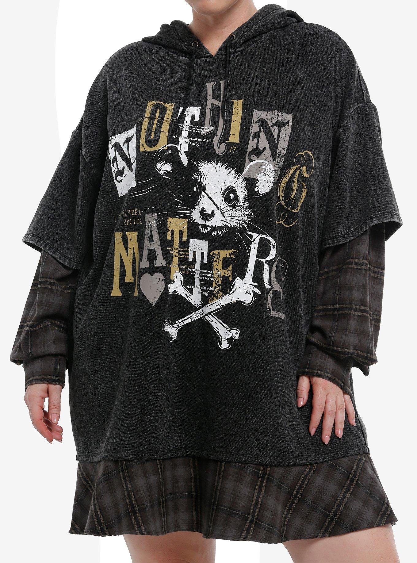 Nothing Matters Flannel Twofer Hoodie Dress Plus Size, , hi-res
