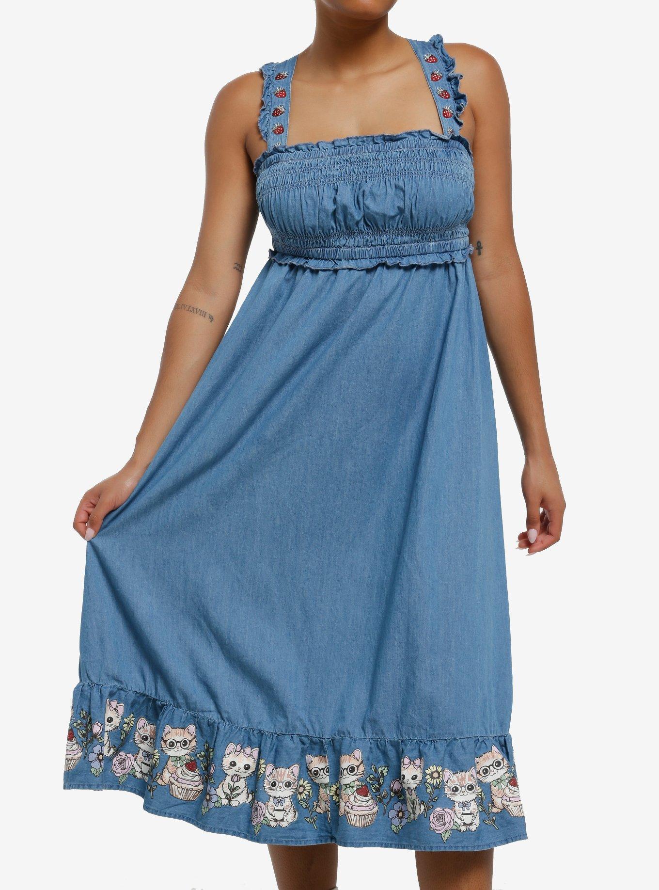 Thorn & Fable Cat Strawberry Midi Dress, , hi-res