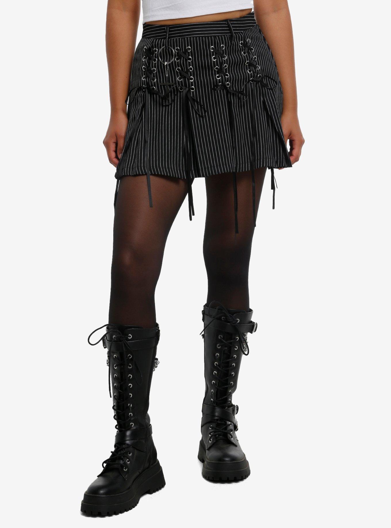 ミニスカート Pinstripe Ribbon Asymmetric Panelled Mini Skirt Self-Portrait Pinstripe Ribbon Asymmetric Panelled Mini