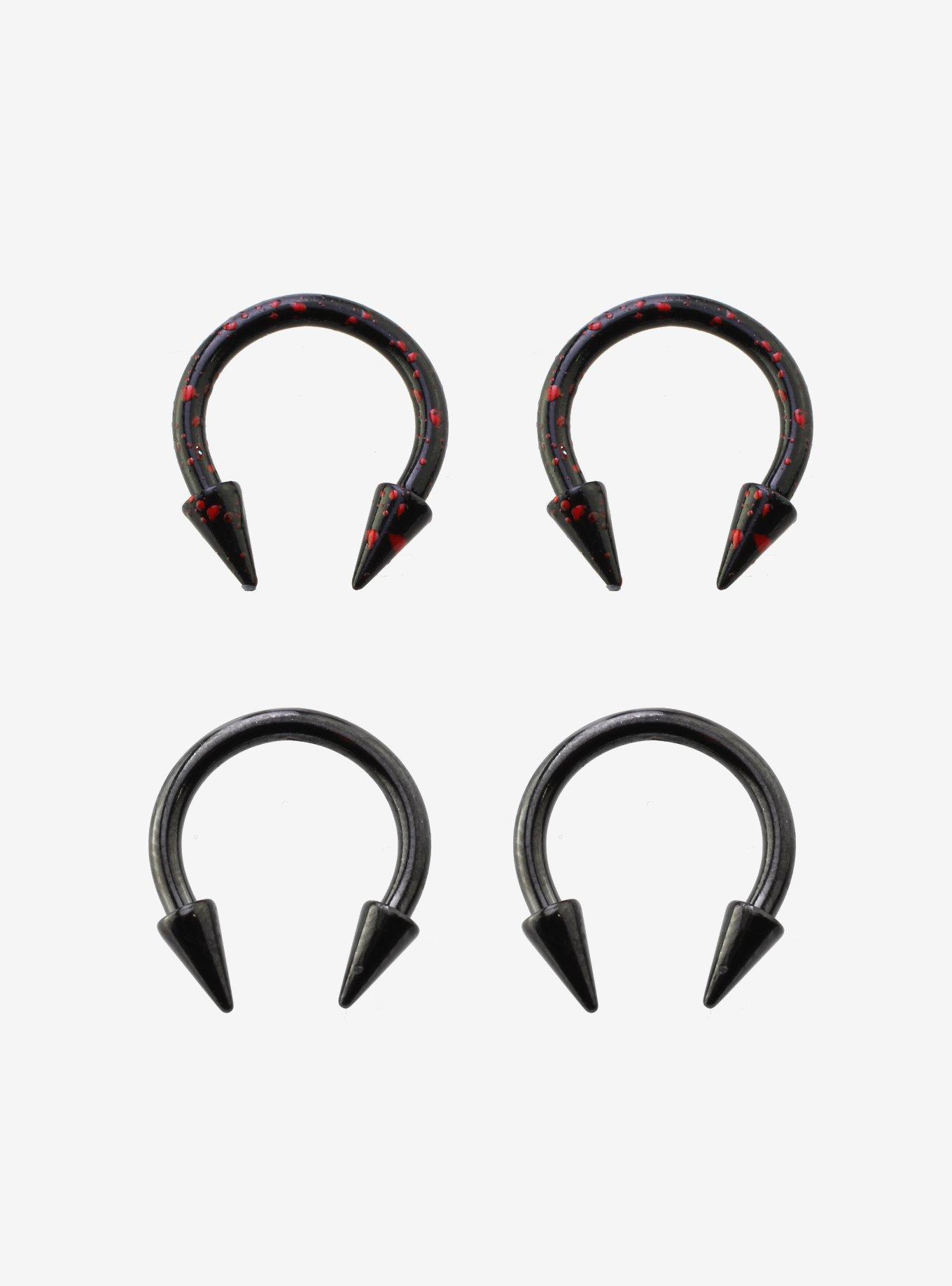 Steel Black & Red Splatter Circular Barbell 4 Pack, , hi-res