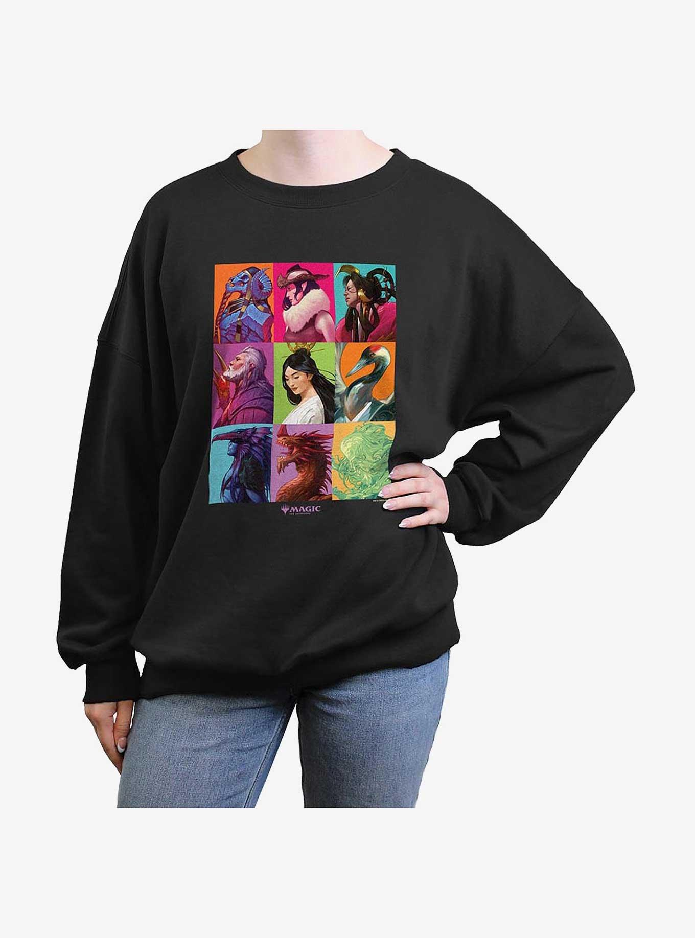 Magic: The Gathering Commander Masters Panel Girls Oversized Sweatshirt, BLACK, hi-res