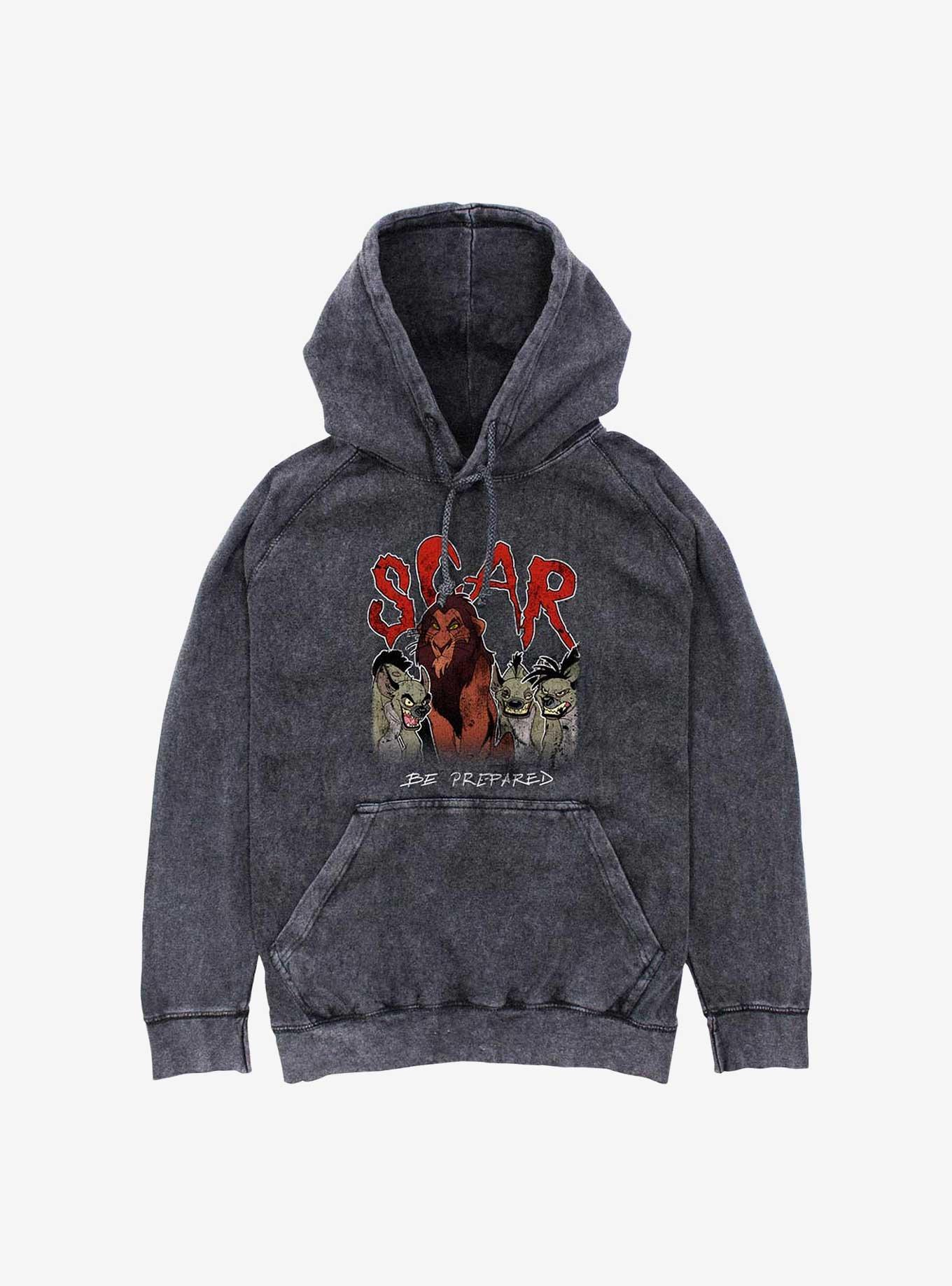 Disney The Lion King Scar And The Hyenas Be Prepared Mineral Wash Hoodie, BLACK, hi-res