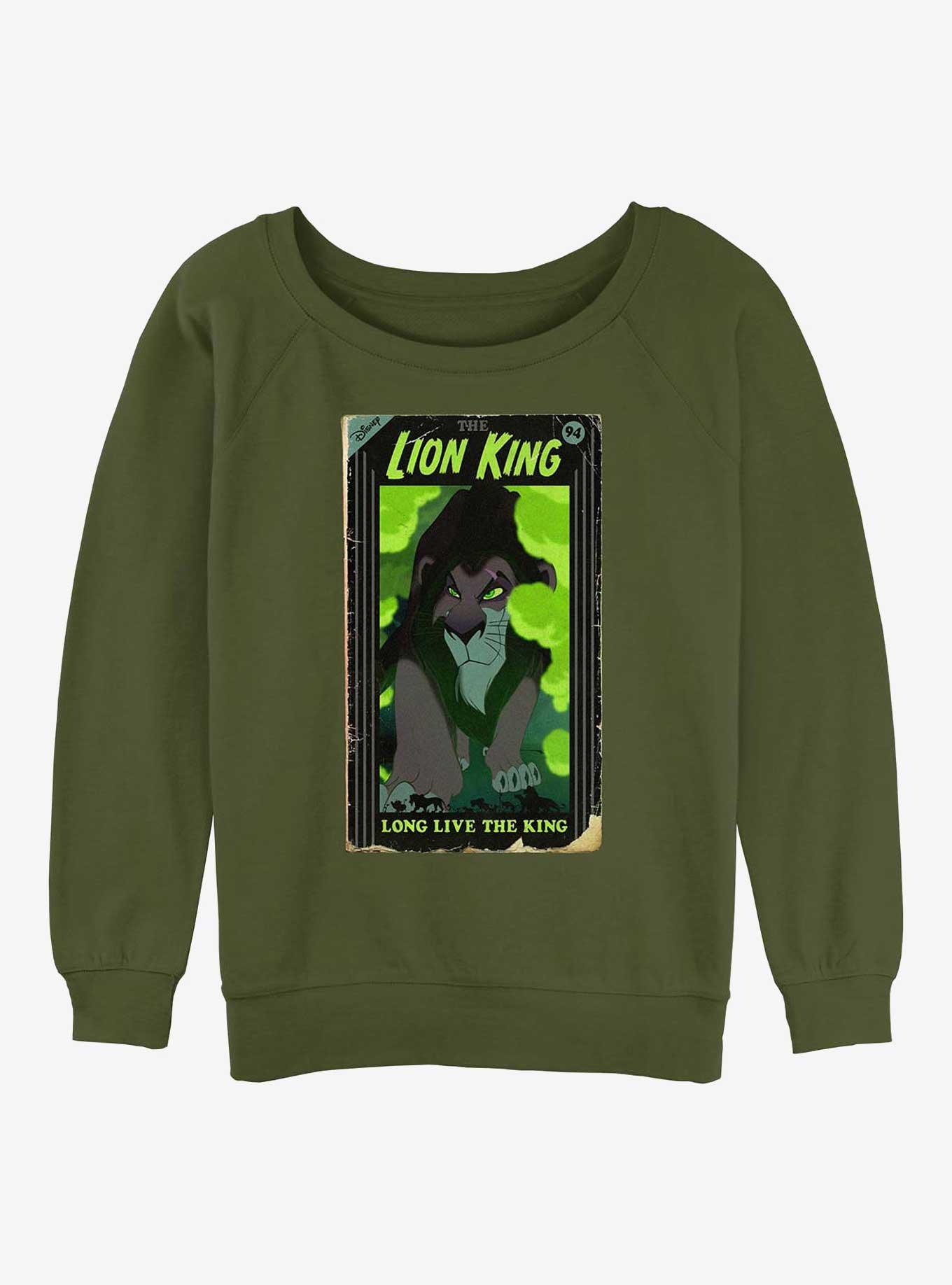 Disney The Lion King Scar VHS Cover Girls Slouchy Sweatshirt, OLIVE, hi-res