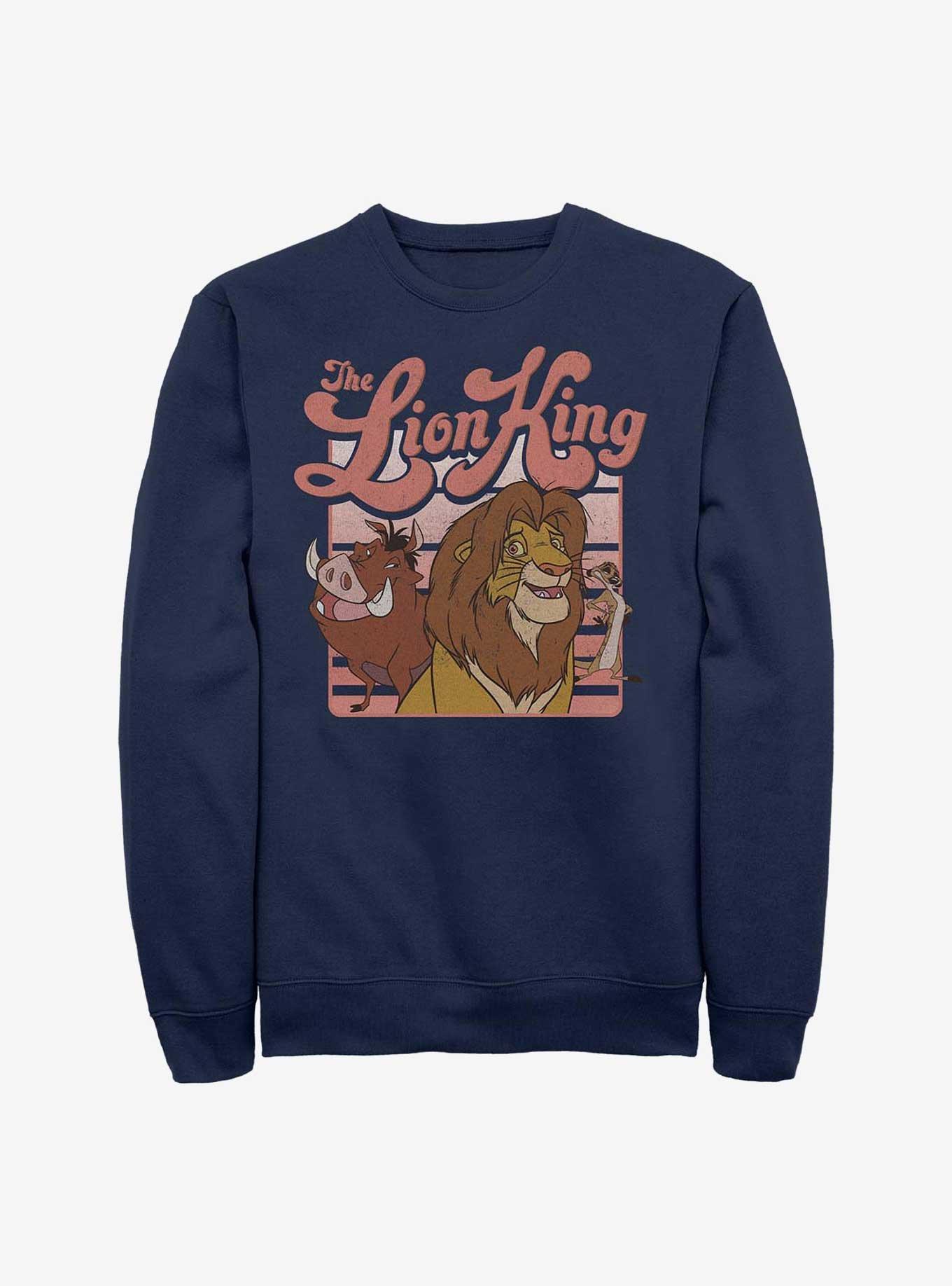 Disney The Lion King Group Retro Stripe Sweatshirt, NAVY, hi-res