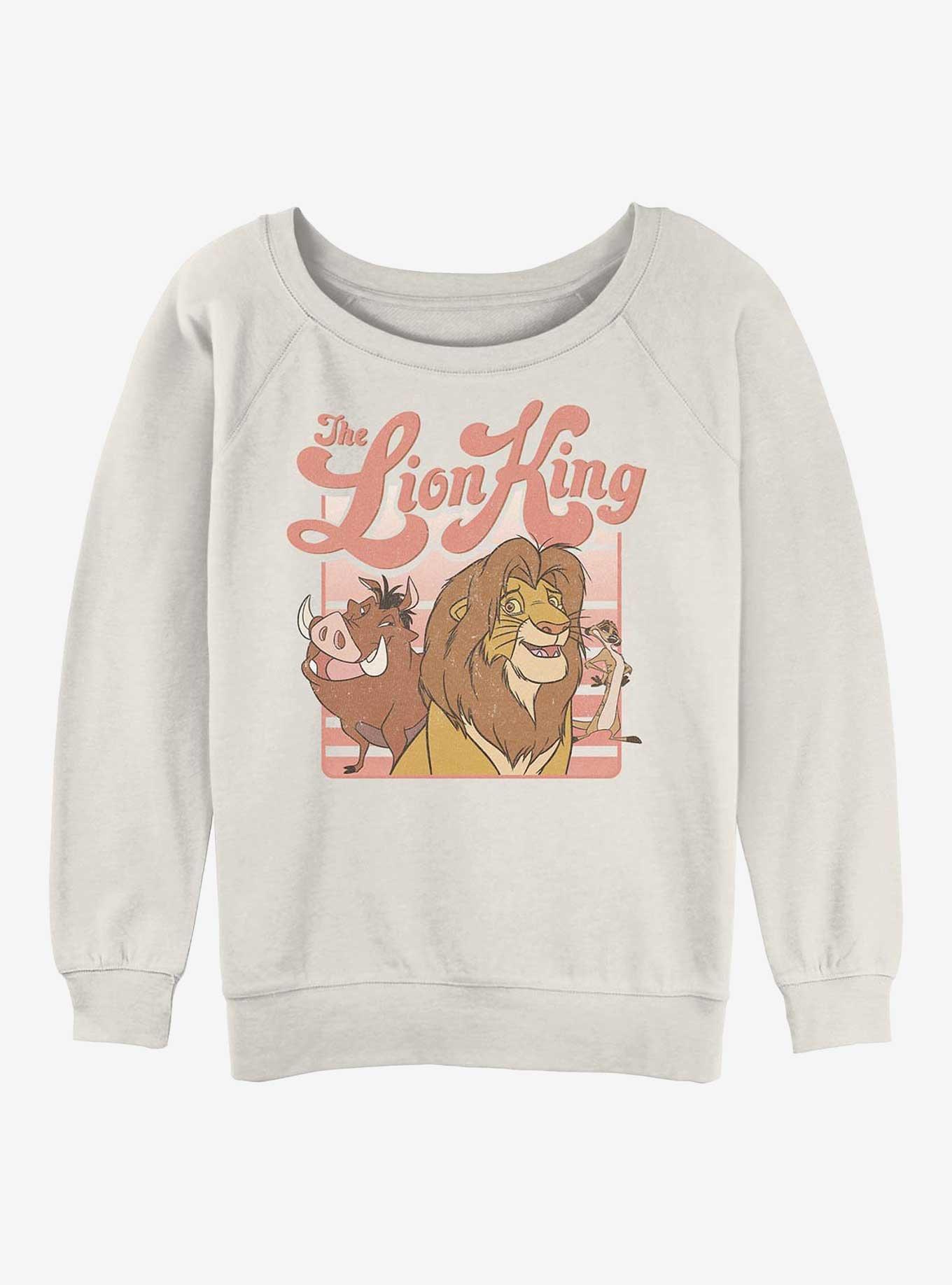 Disney The Lion King Group Retro Stripe Girls Slouchy Sweatshirt