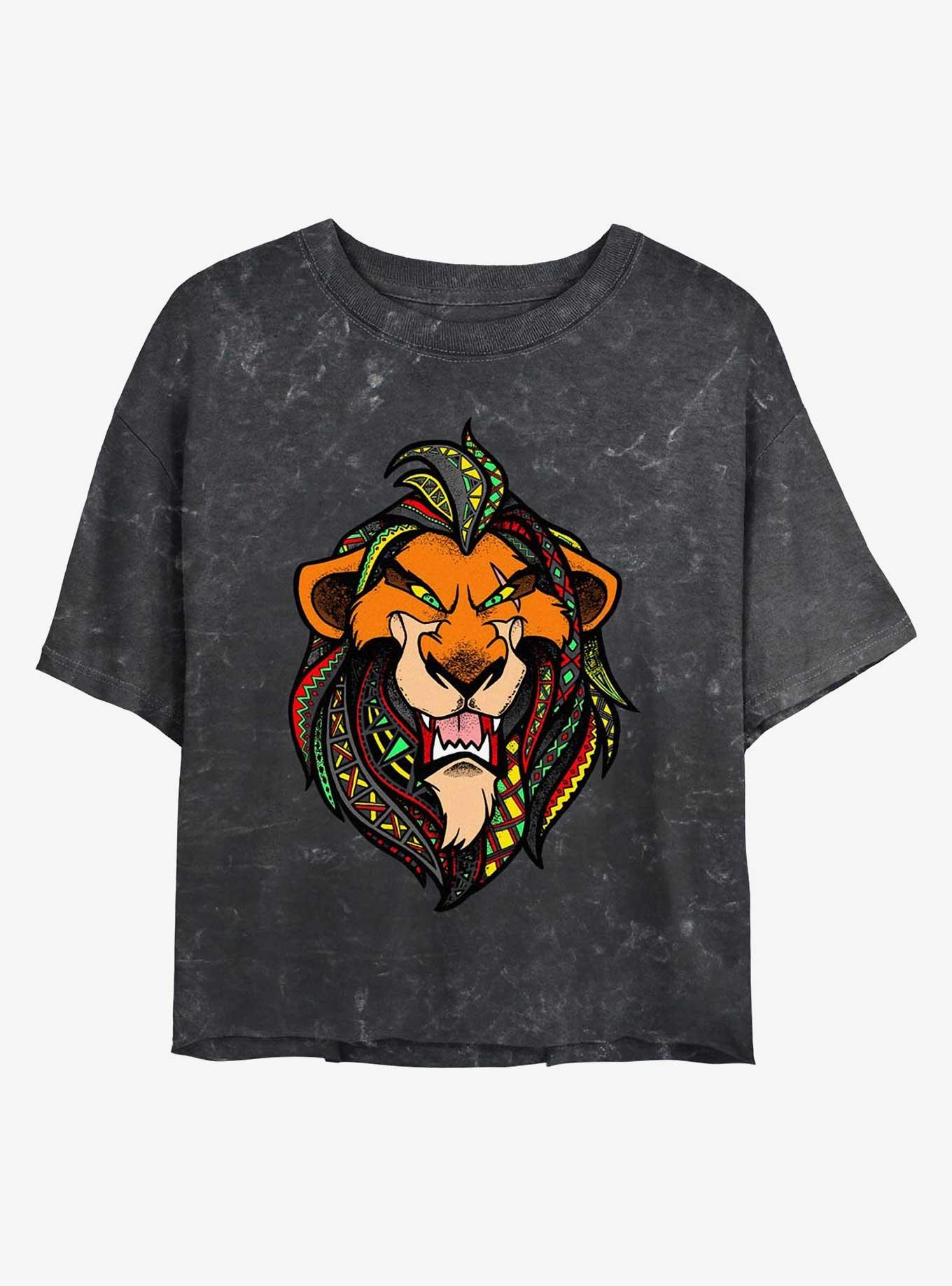Disney The Lion King Scar In Pattern Girls Mineral Wash Crop T-Shirt, , hi-res