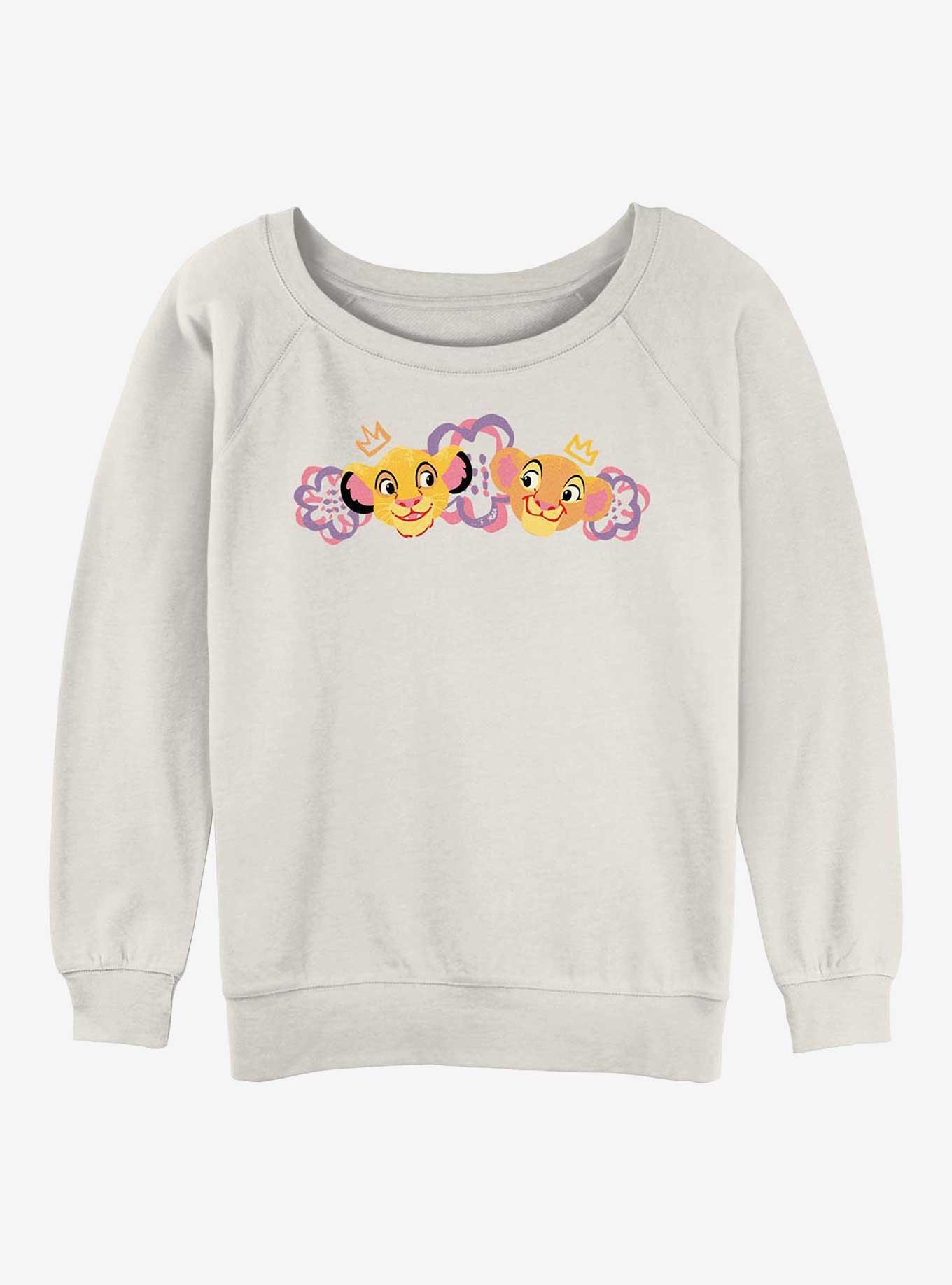 Disney The Lion King Simba And Nala Crown Girls Slouchy Sweatshirt