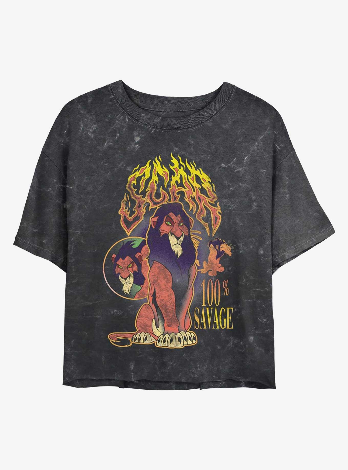 Disney The Lion King Scar Savage Girls Mineral Wash Crop T-Shirt, , hi-res