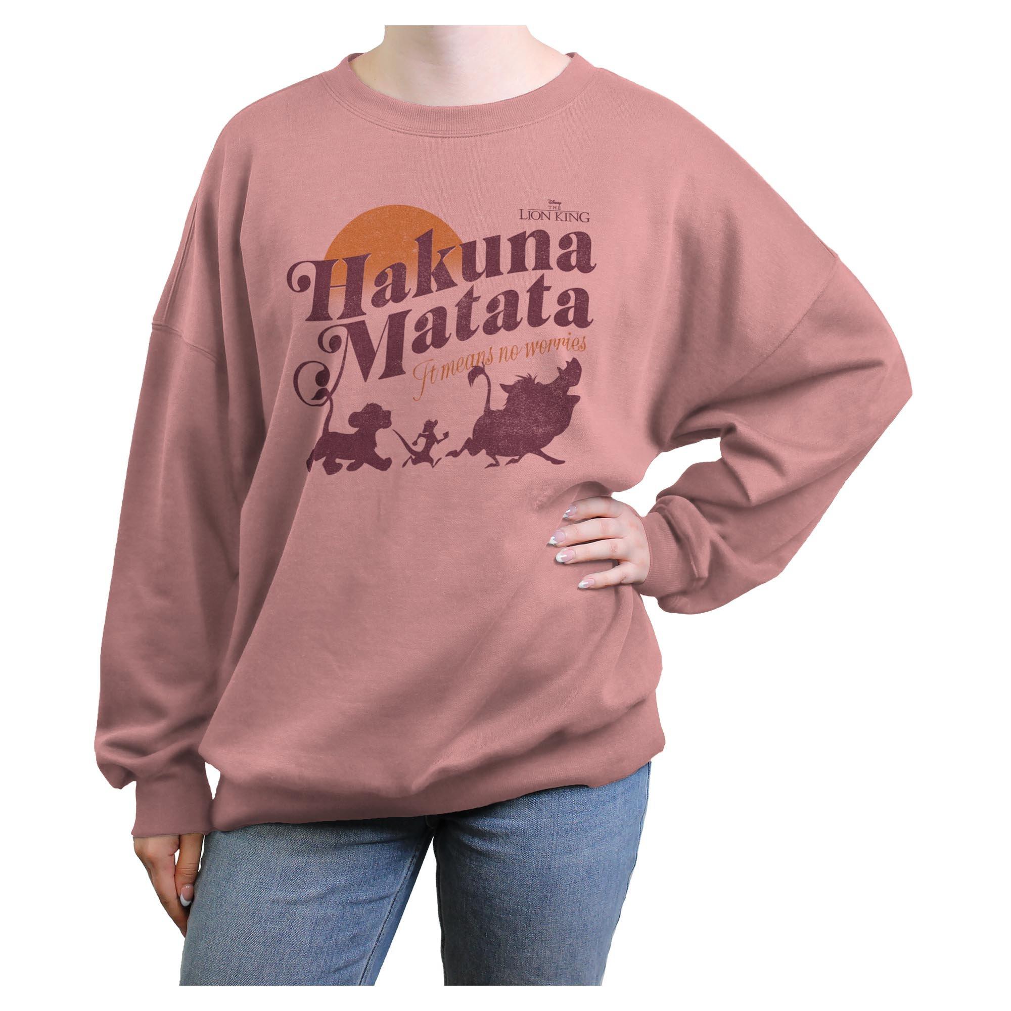 Disney The Lion King Hakuna Matata No Worries Womens Oversized Sweatshirt, DESERTPNK, hi-res