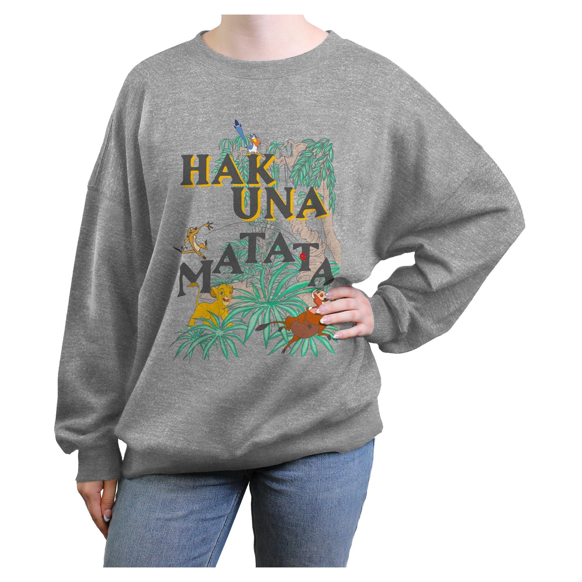 Disney The Lion King Hakuna Matata Vibes Womens Oversized Sweatshirt, HEATHER GR, hi-res