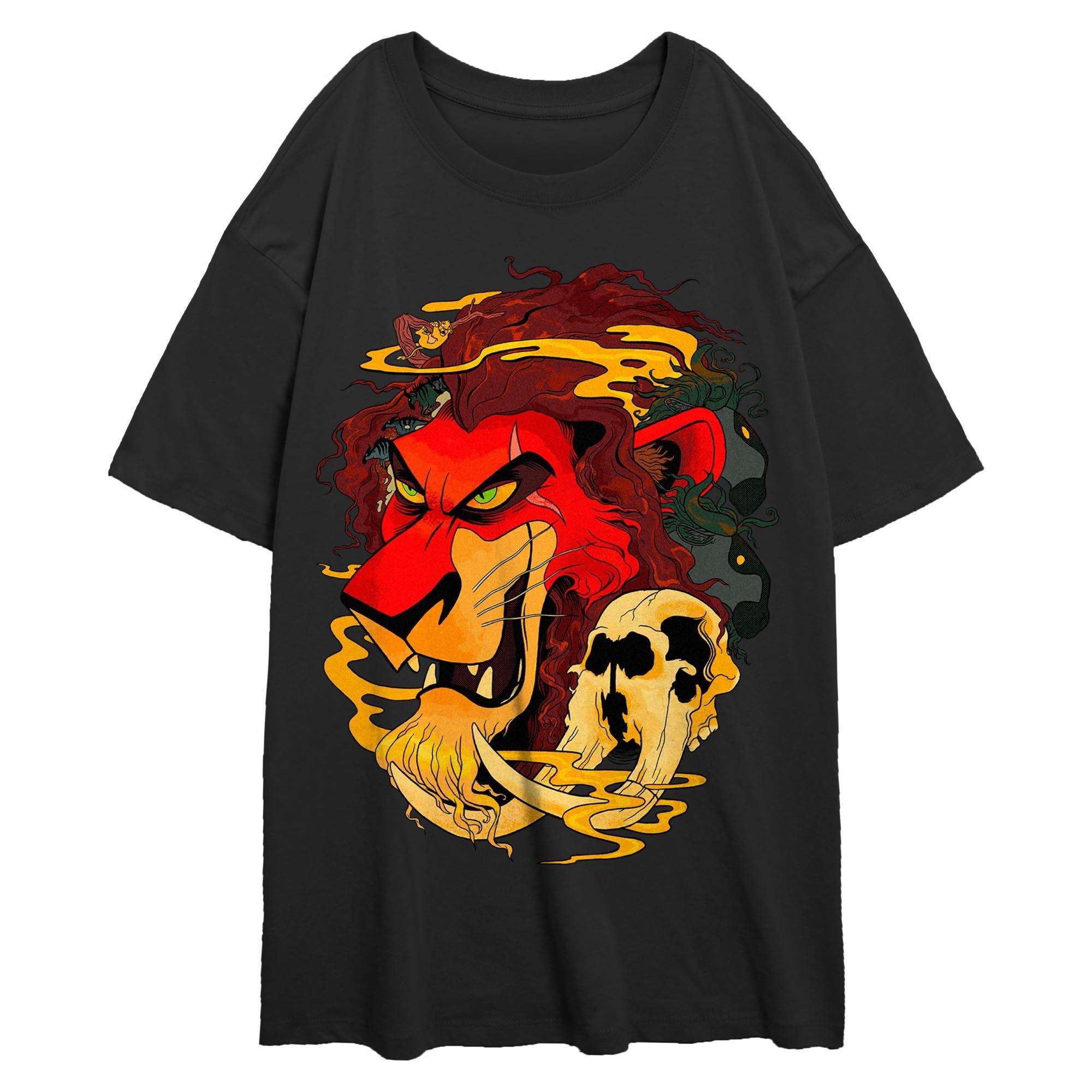 Disney The Lion King Scar Smoke Waves Womens Oversized T-Shirt, BLACK, hi-res