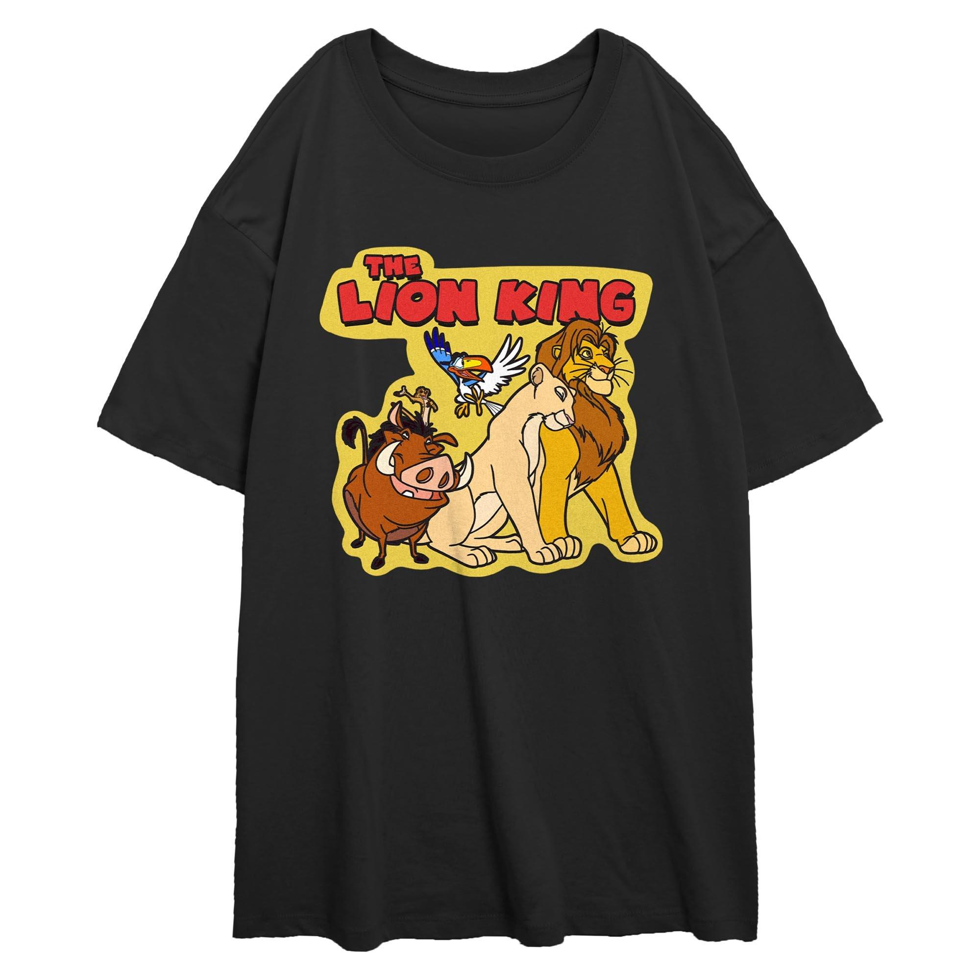 Disney The Lion King Group Cut Out Womens Oversized T-Shirt, BLACK, hi-res
