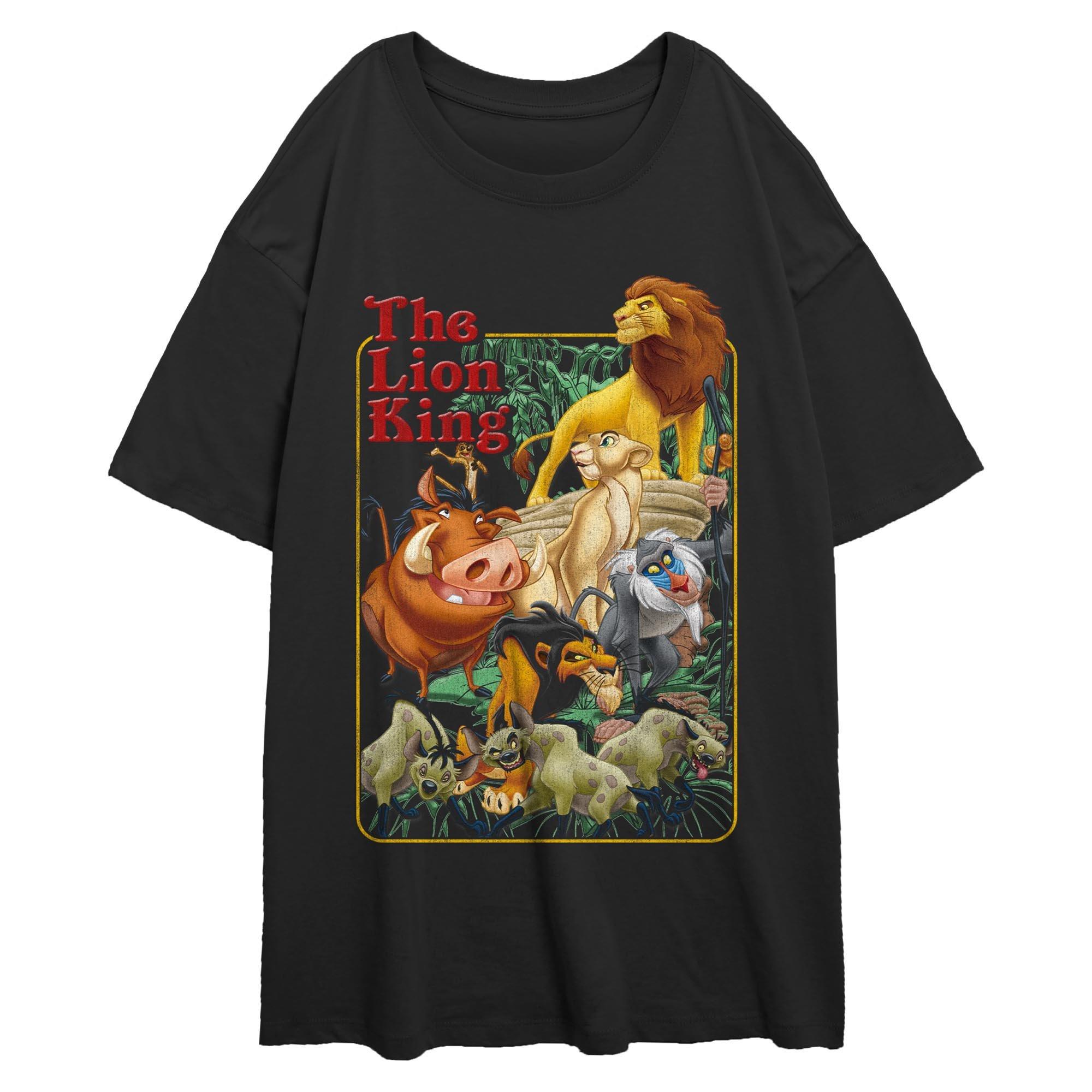 Disney The Lion King Retro Group Womens Oversized T-Shirt, BLACK, hi-res