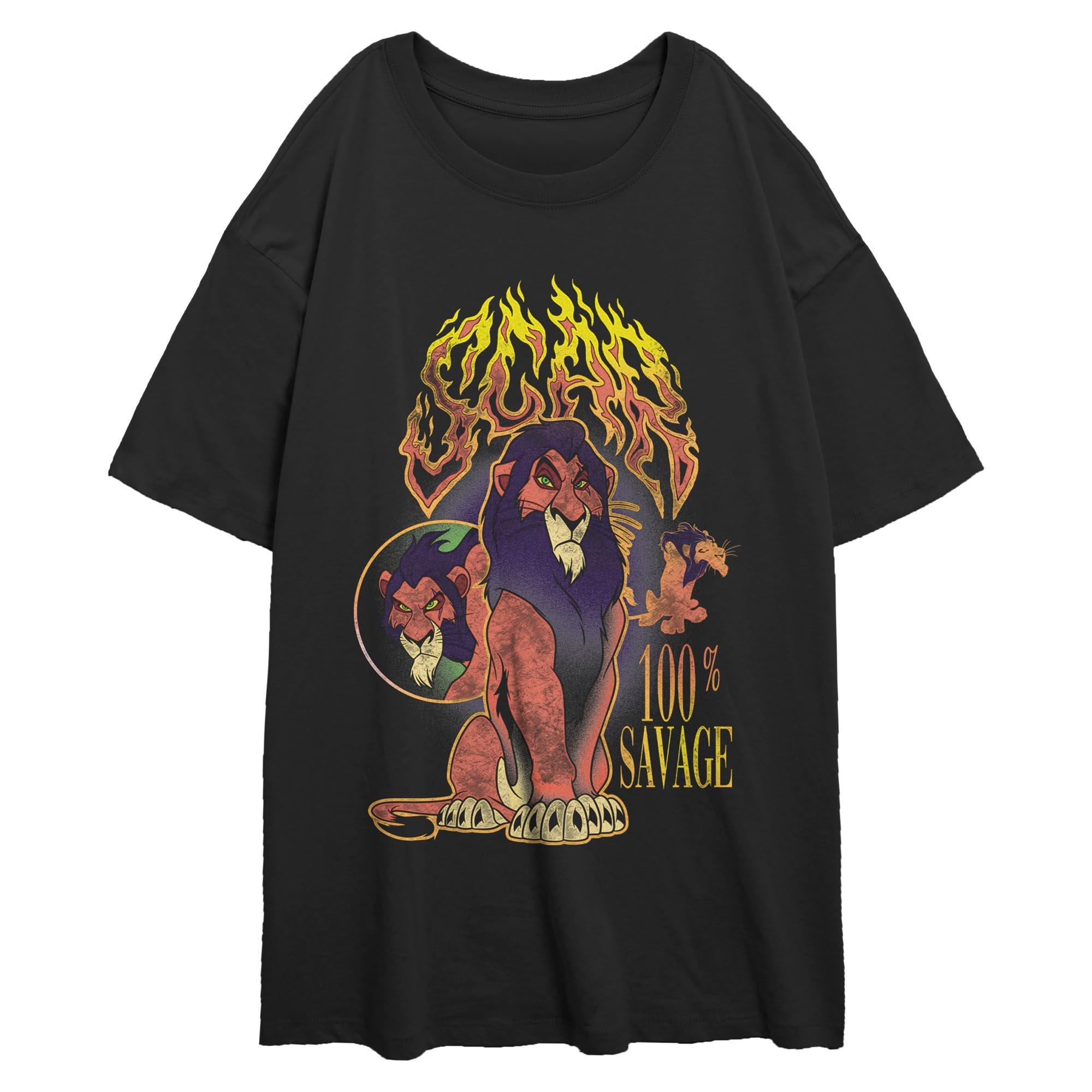 Disney The Lion King Scar 100 Percent Savage Womens Oversized T-Shirt, BLACK, hi-res