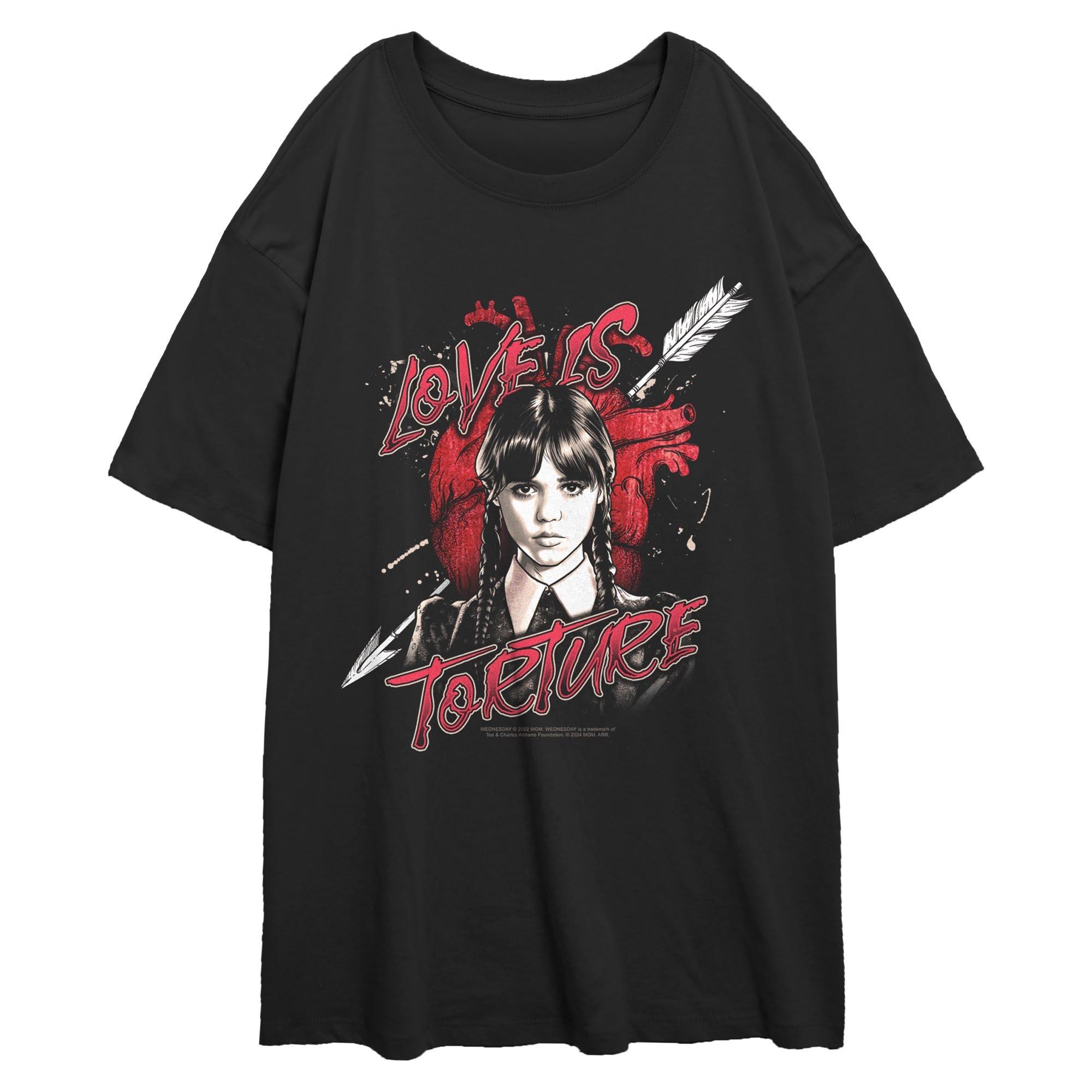 Wednesday Love Is Torture Womens Oversized T-Shirt, , hi-res