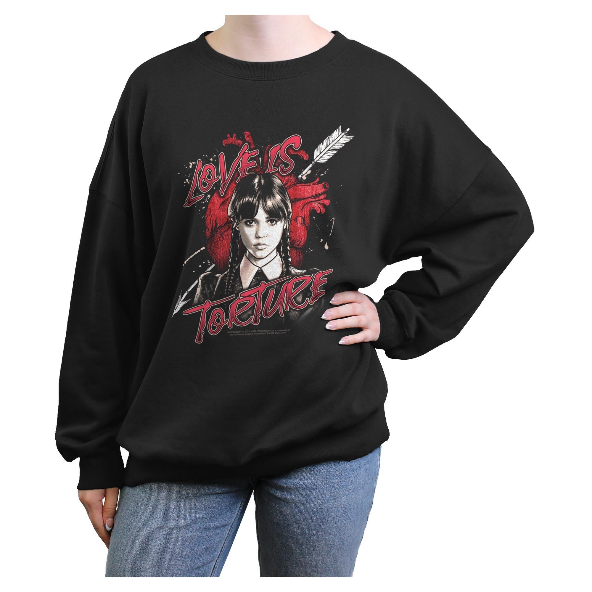 Wednesday Love Is Torture Womens Oversized Sweatshirt, , hi-res