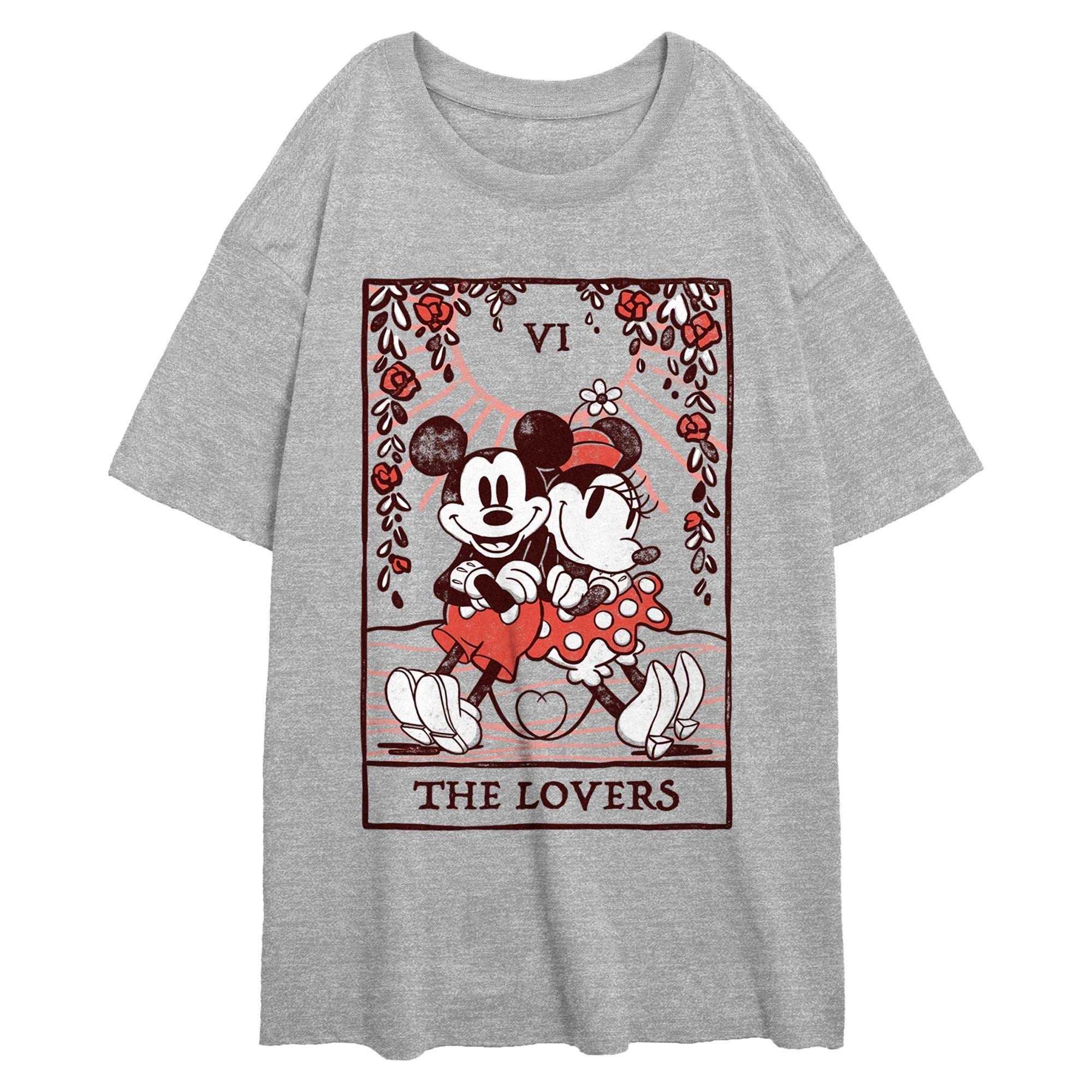 Disney Mickey Mouse and Minnie Mouse The Lovers Tarot Womens Oversized T-Shirt, ATH HTR, hi-res