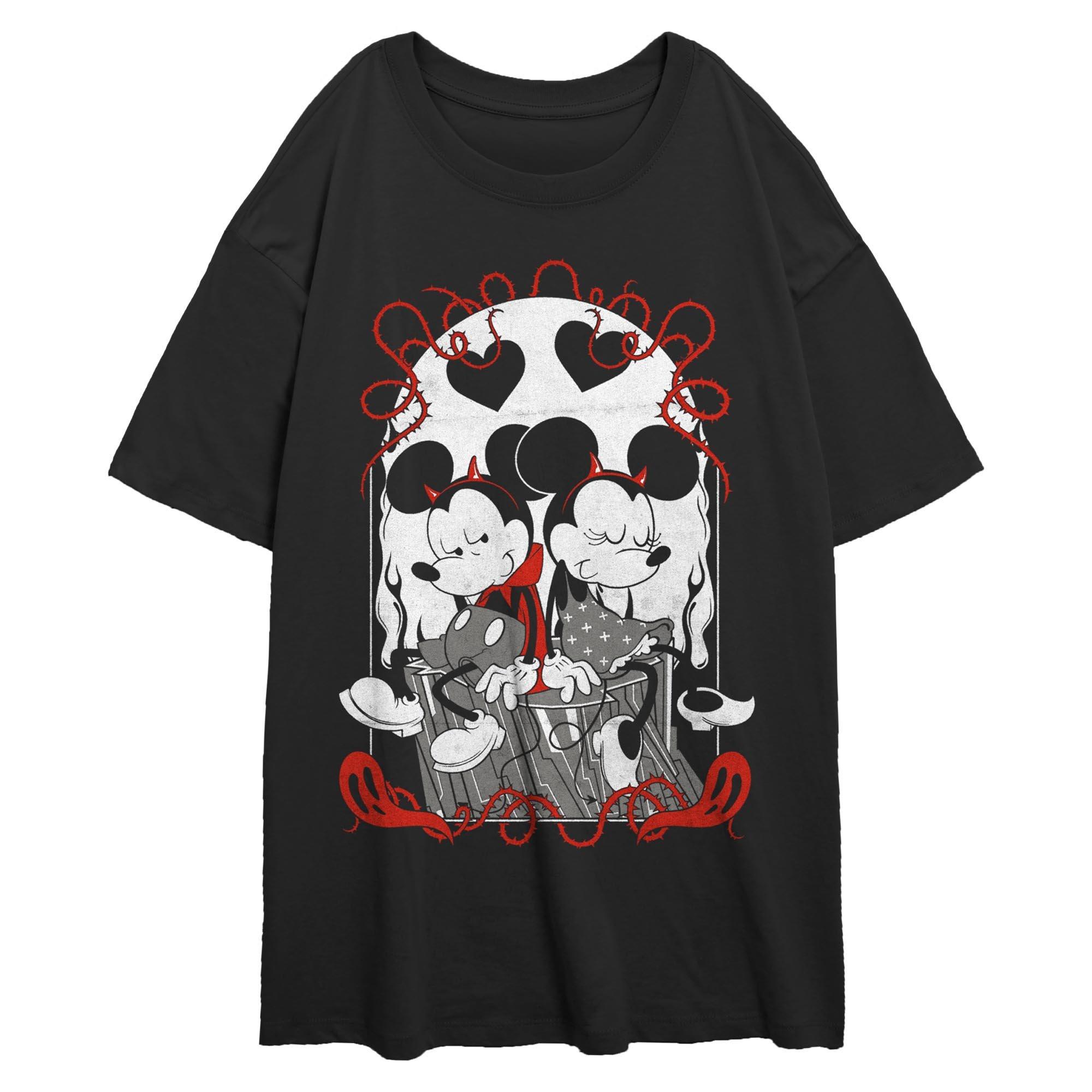 Disney Mickey Mouse and Minnie Mouse Devilish Plans Womens Oversized T-Shirt, BLACK, hi-res