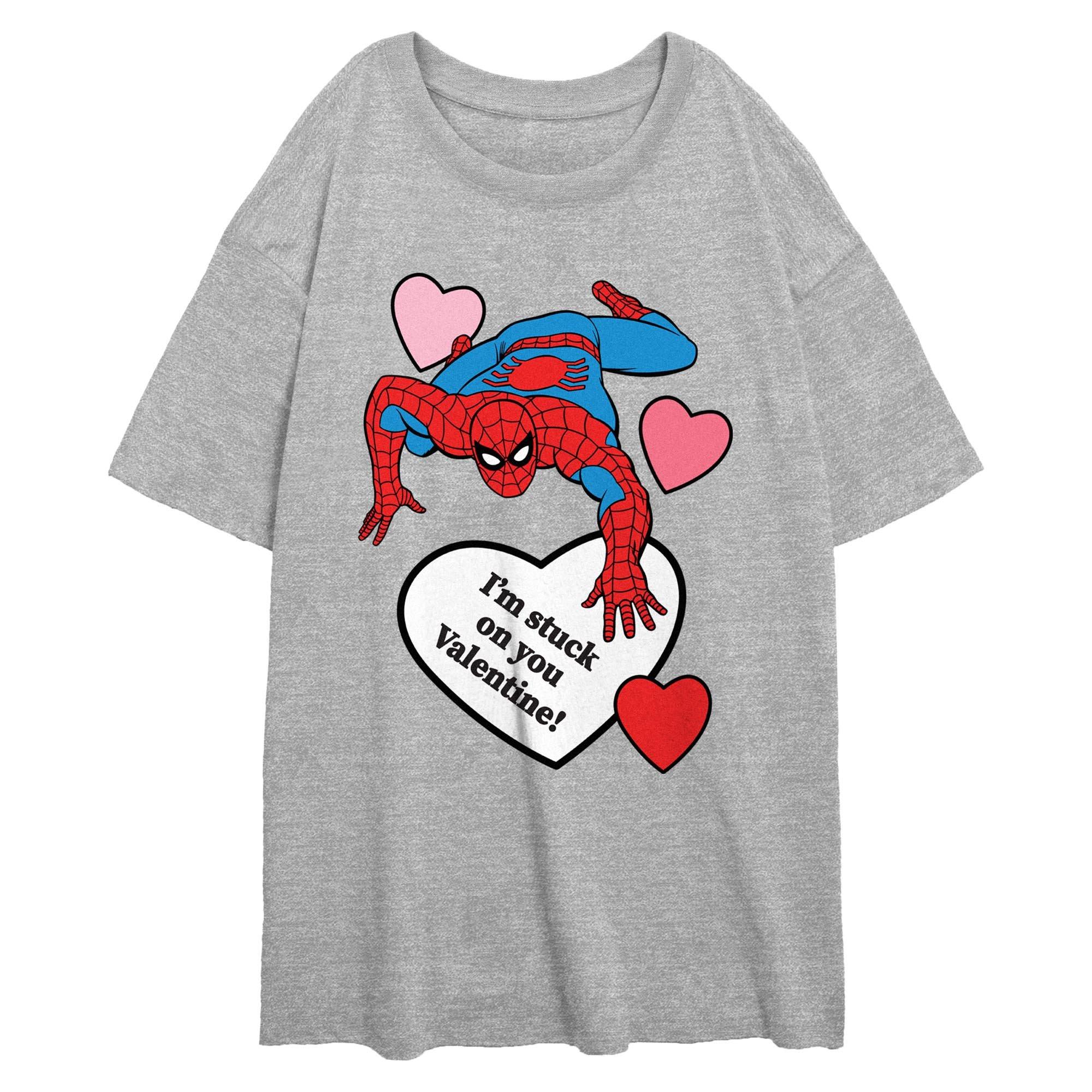 Marvel Spider Man I'm Stuck On You Valentine Womens Oversized T-Shirt, , hi-res
