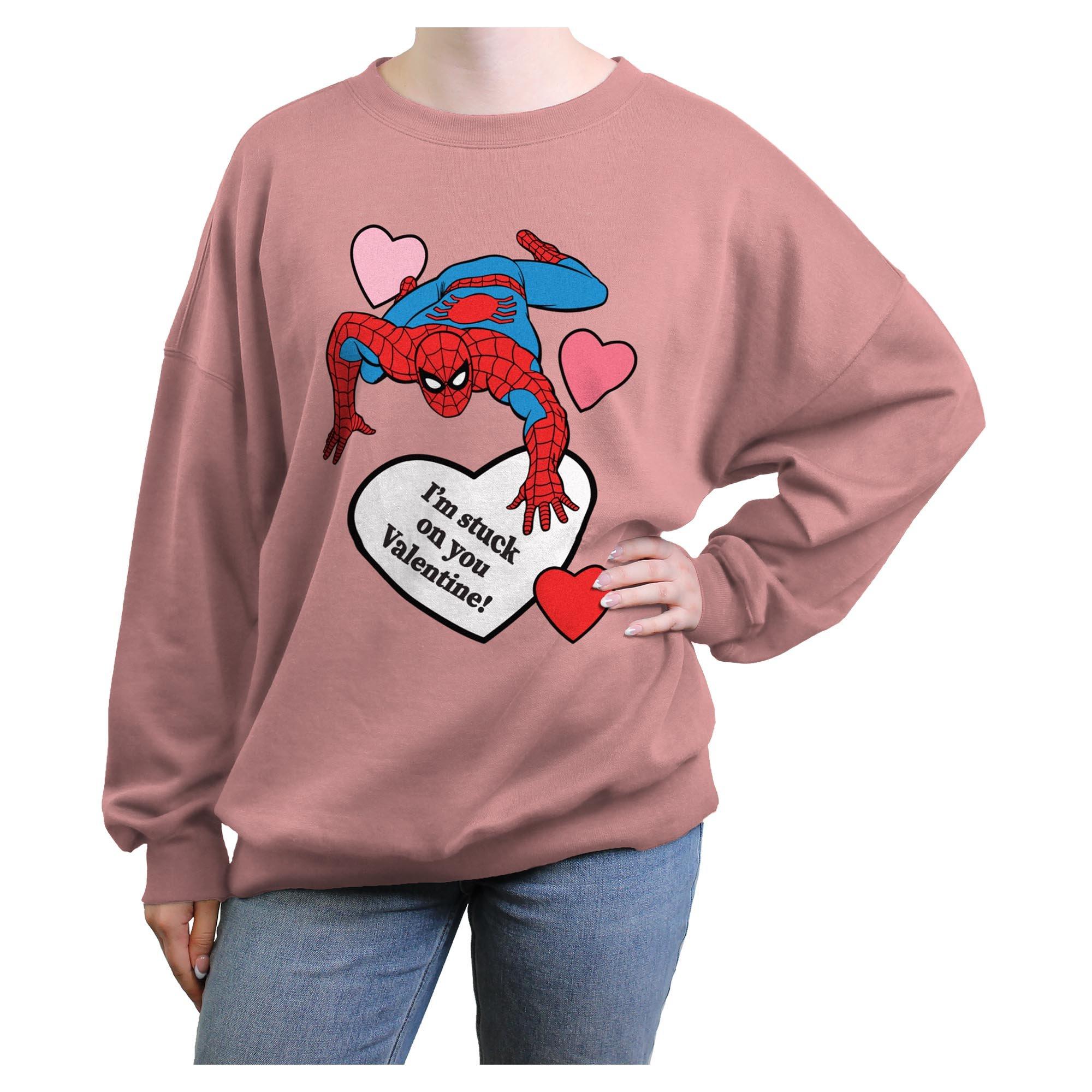 Marvel Spider Man I'm Stuck On You Valentine Womens Oversized Sweatshirt, , hi-res