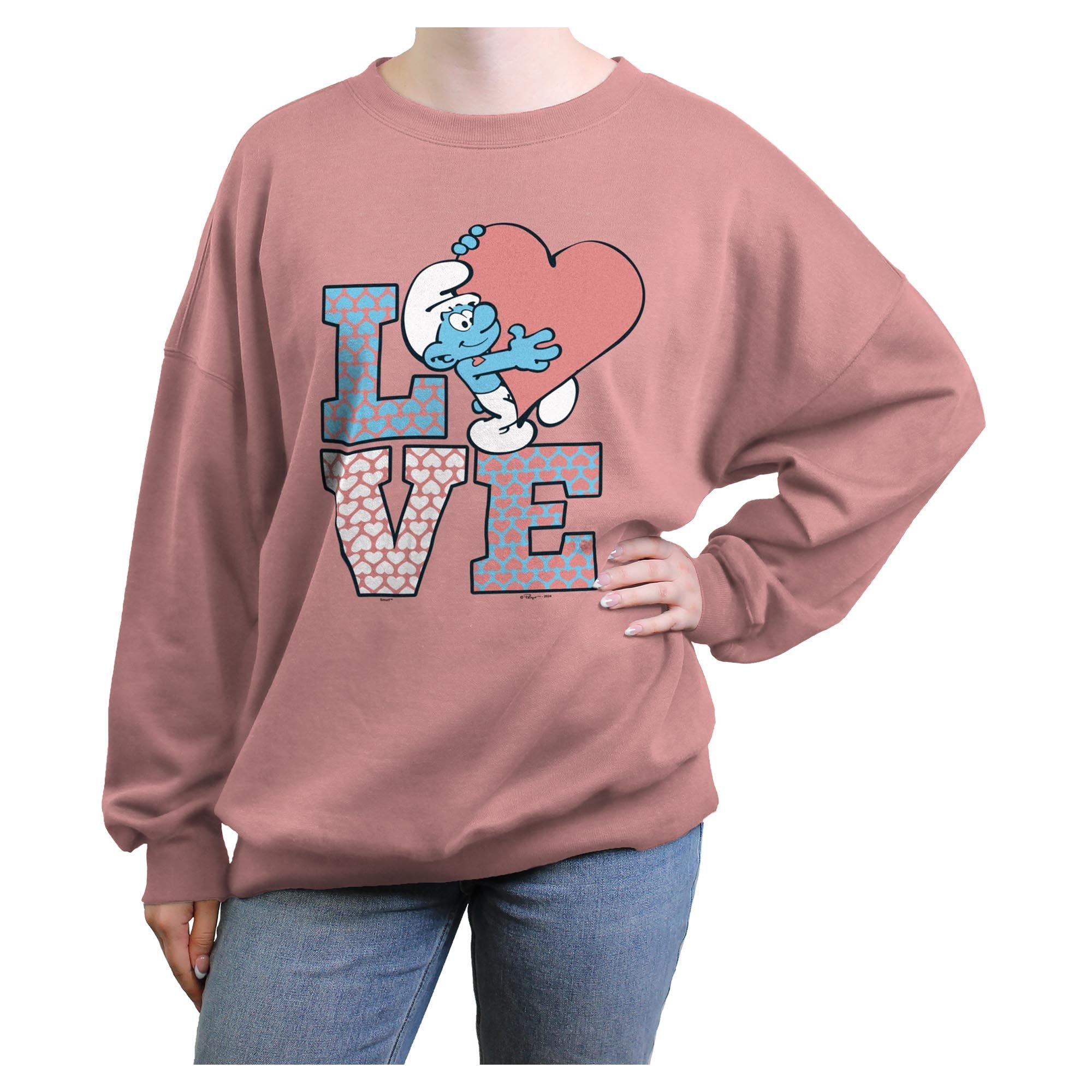 The Smurfs Love Stack Womens Oversized Sweatshirt, , hi-res