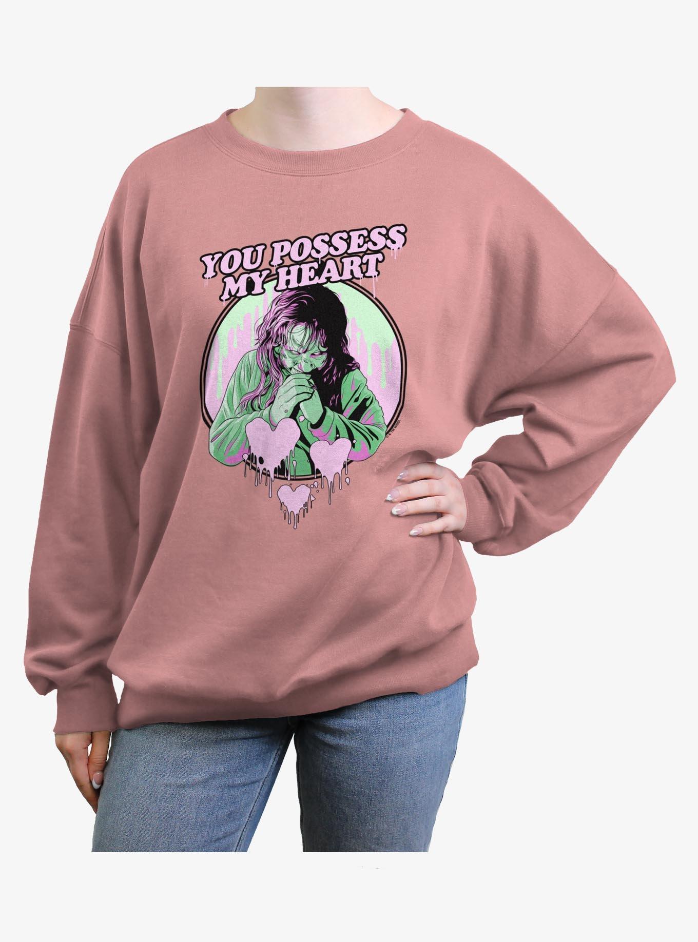 The Exorcist  You Possess My Heart Womens Oversized Sweatshirt, DESERTPNK, hi-res