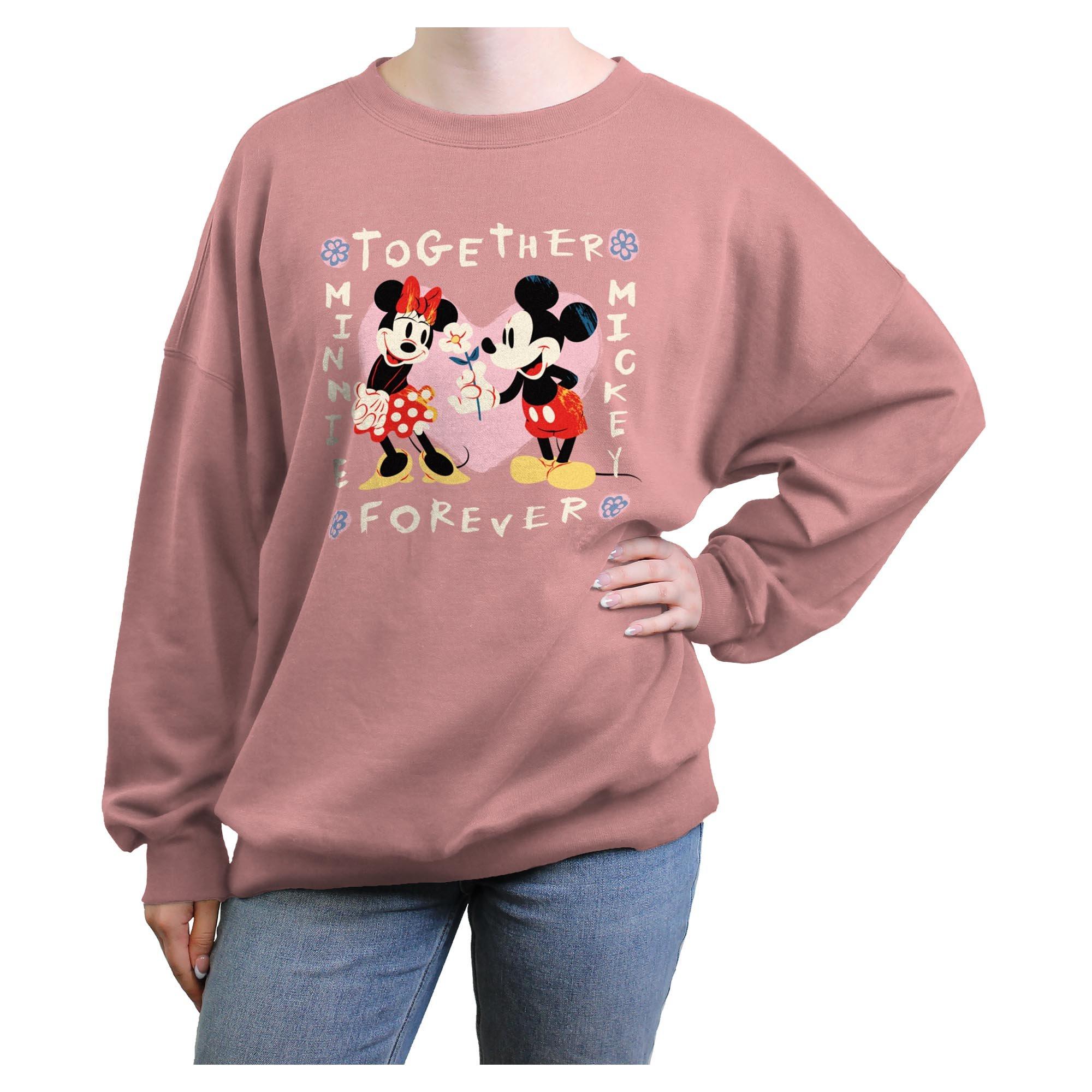 Disney Mickey Mouse and Minnie Mouse Together Forever Womens Oversized Sweatshirt, , hi-res