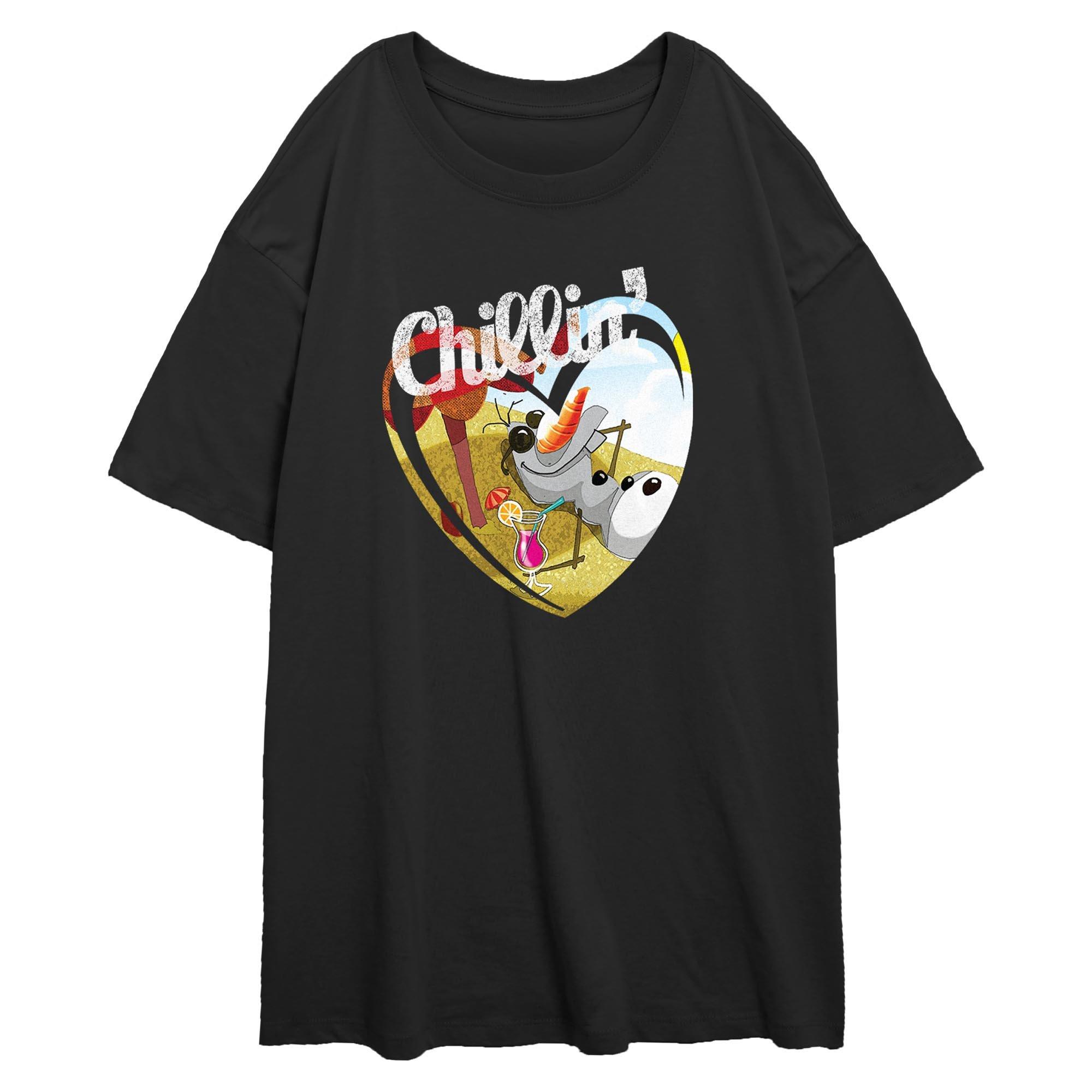 Disney Frozen Chillin Olaf Heart Womens Oversized T-Shirt, , hi-res