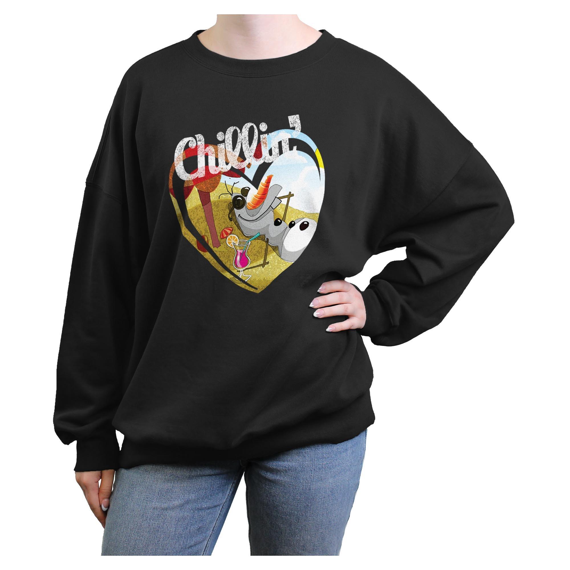 Disney Frozen Chillin Olaf Heart Womens Oversized Sweatshirt, , hi-res