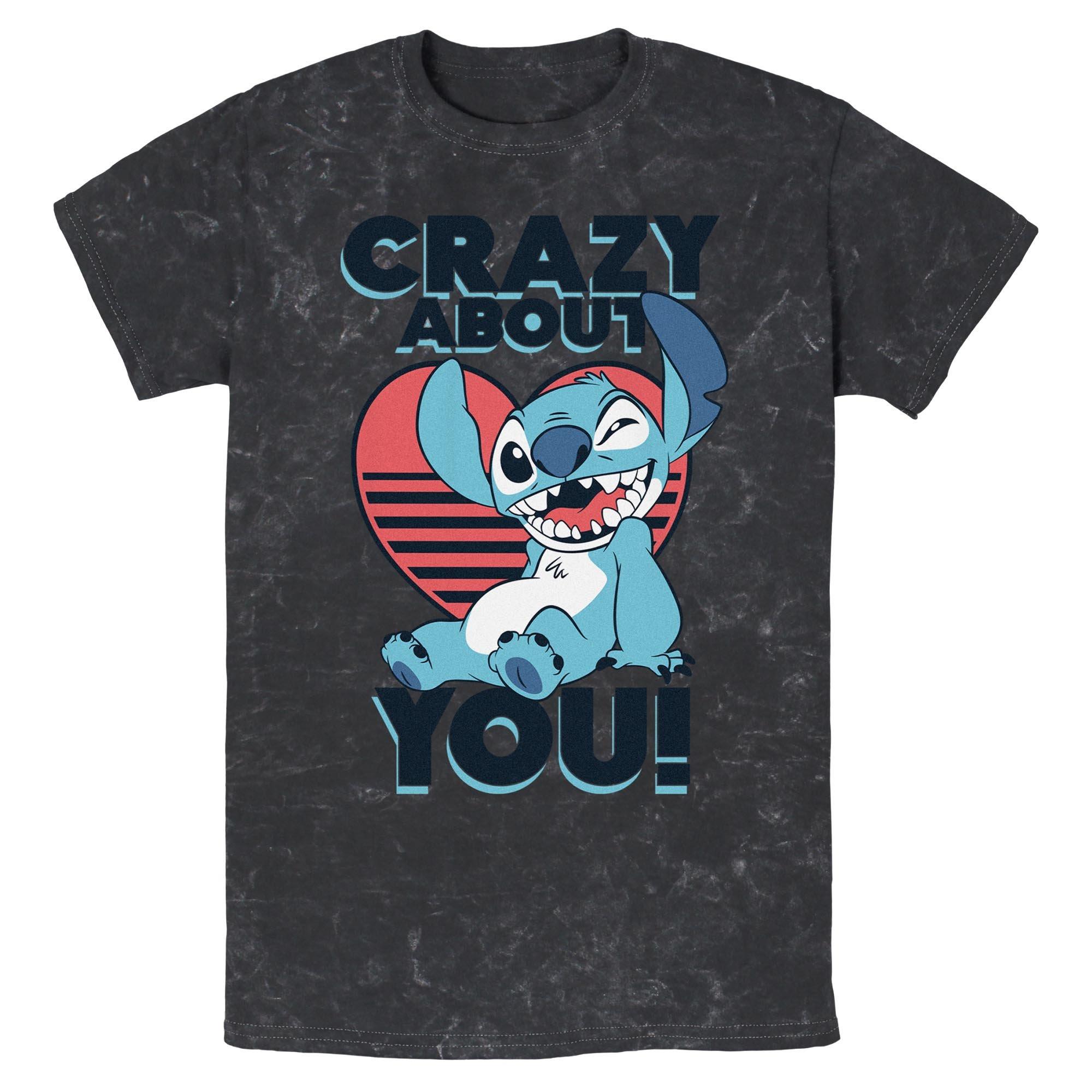 Disney Lilo & Stitch Crazy About You Mineral Wash T-Shirt, BLACK, hi-res